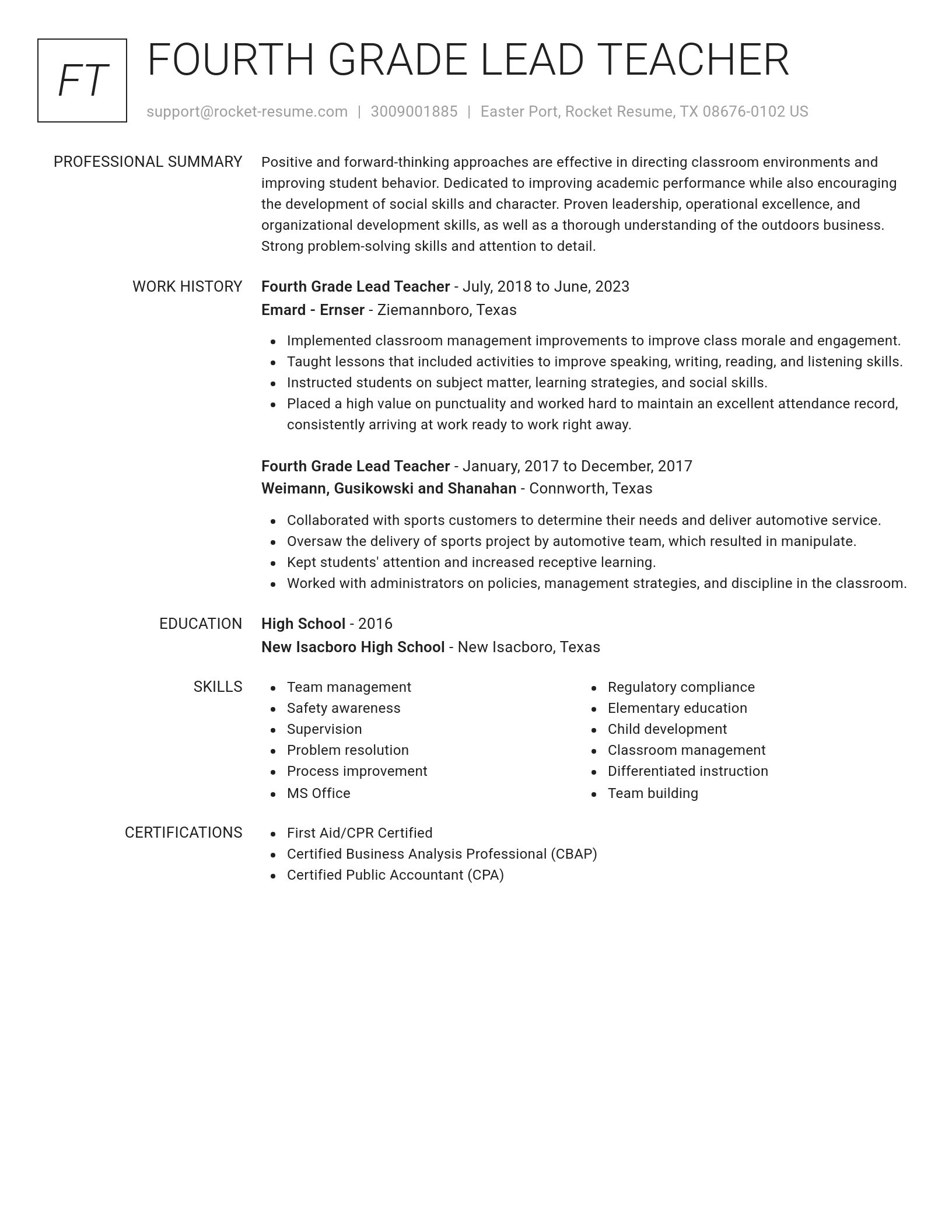 Renowned resume template