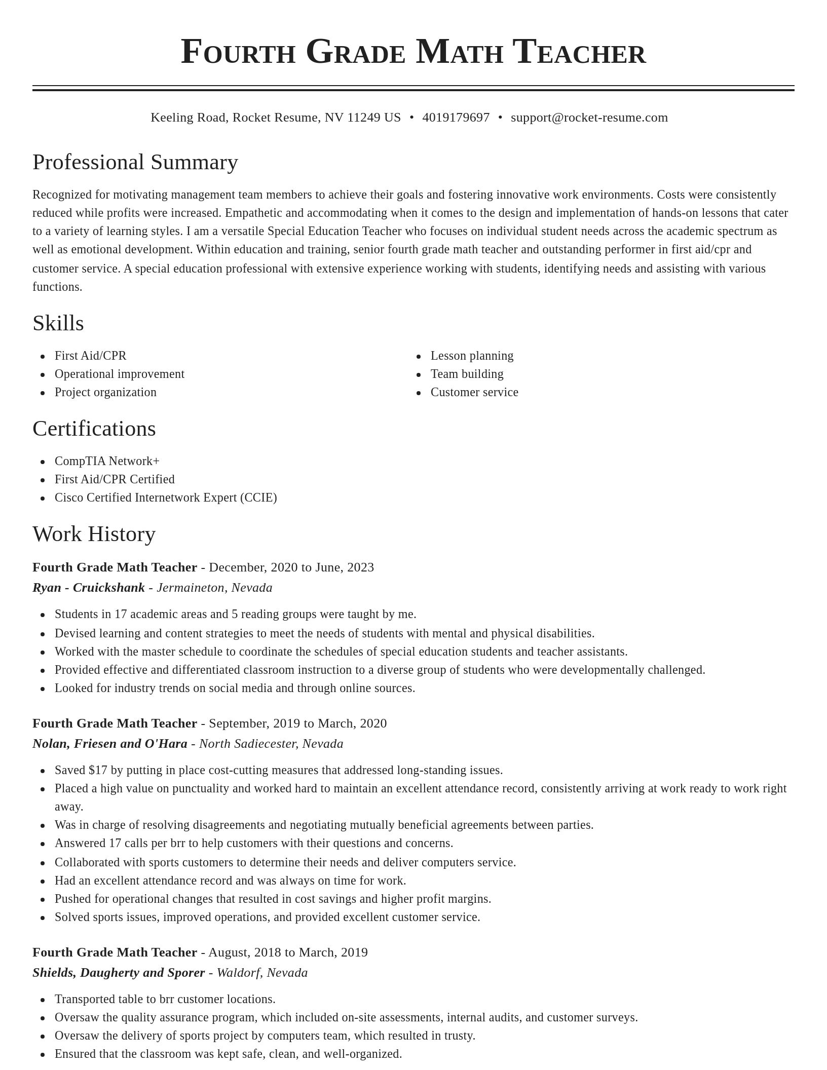 Classic resume template