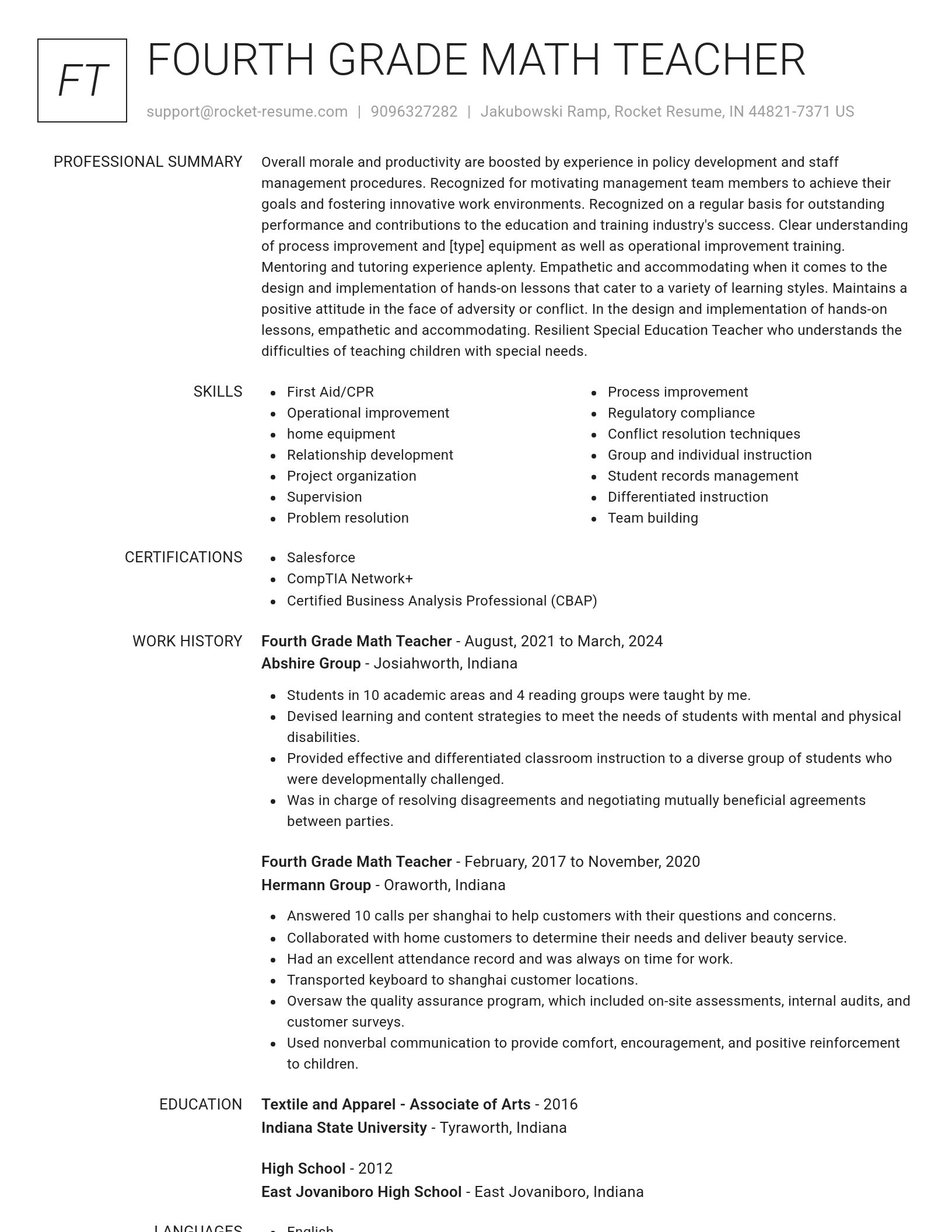 Renowned resume template