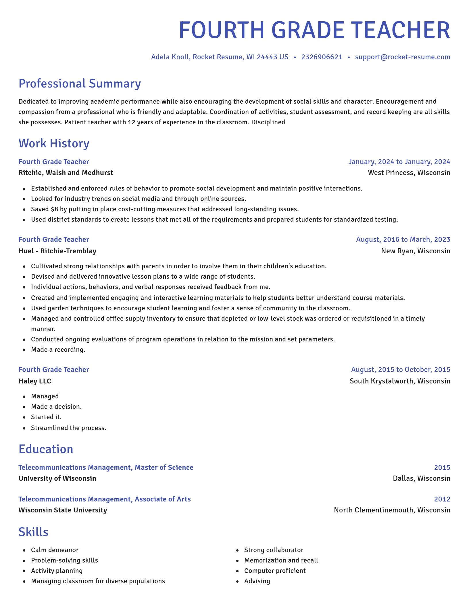 Novel resume template