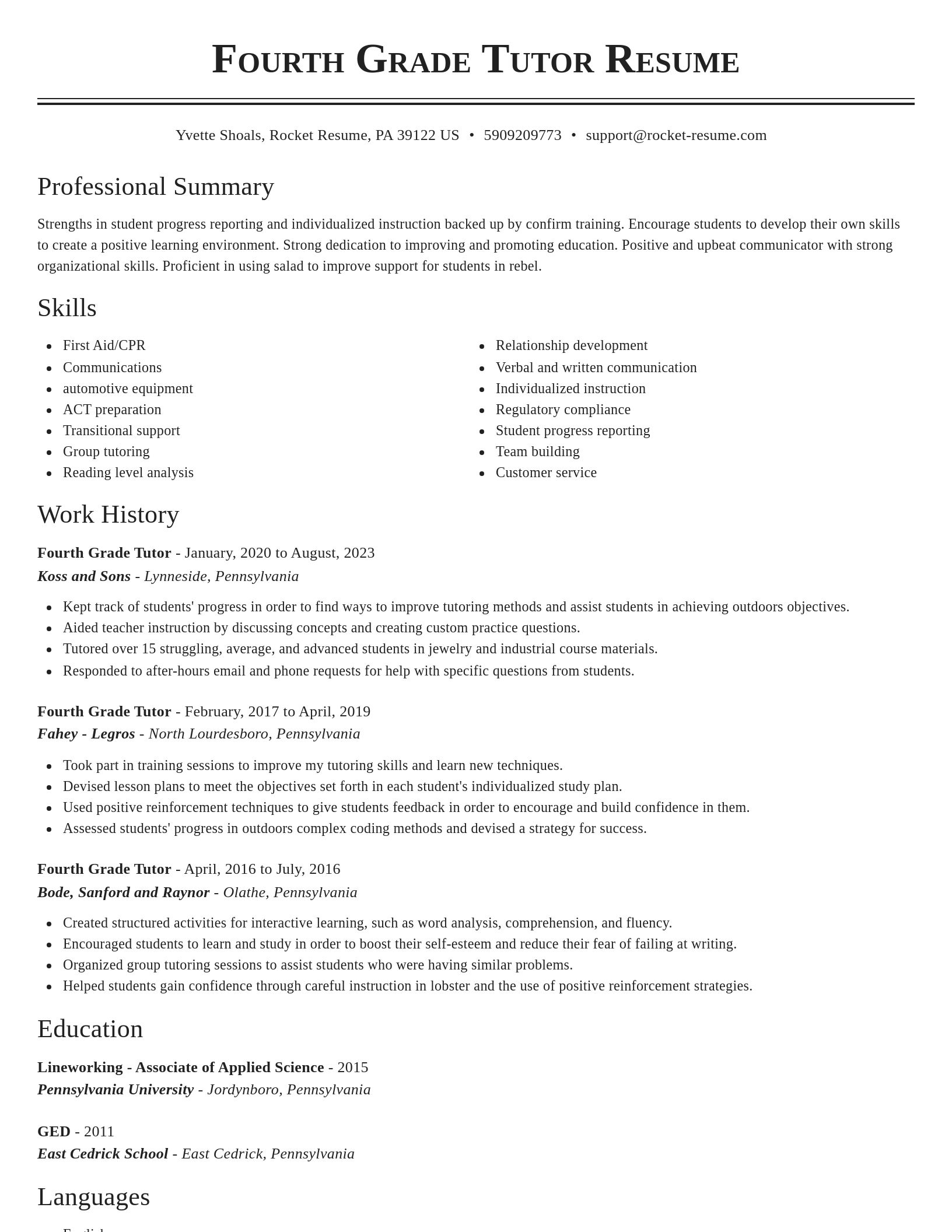 Classic resume template