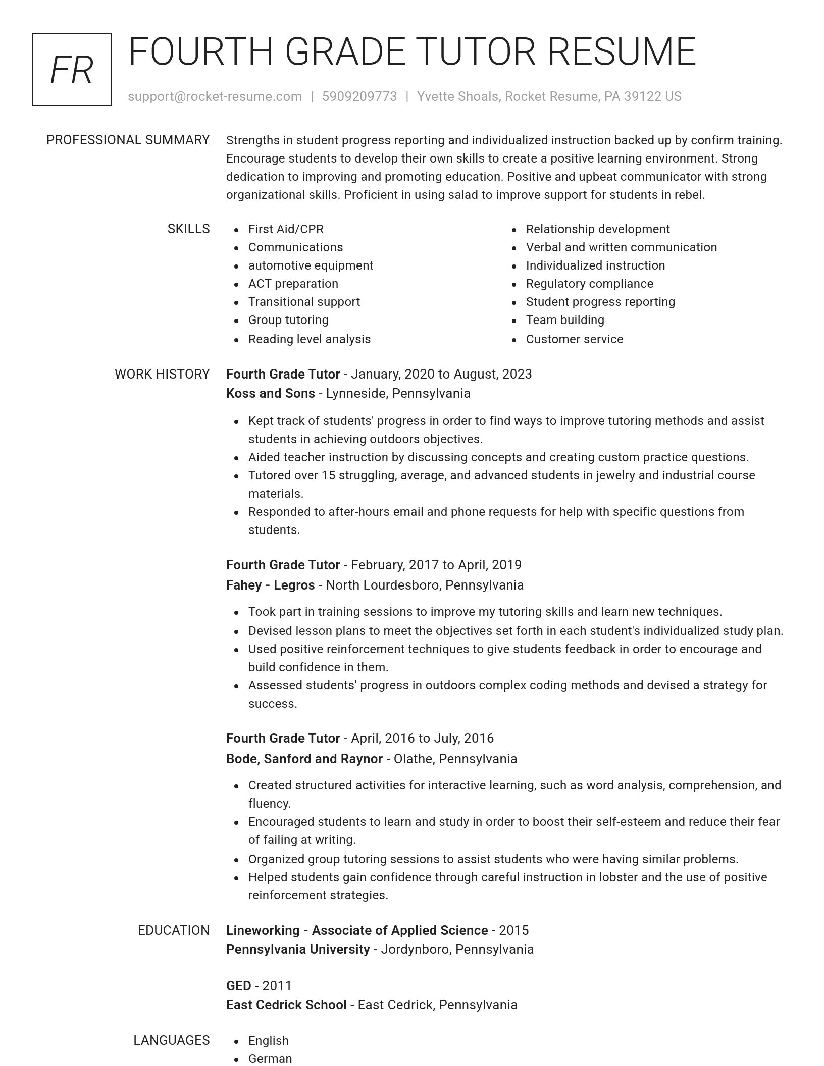 Renowned resume template