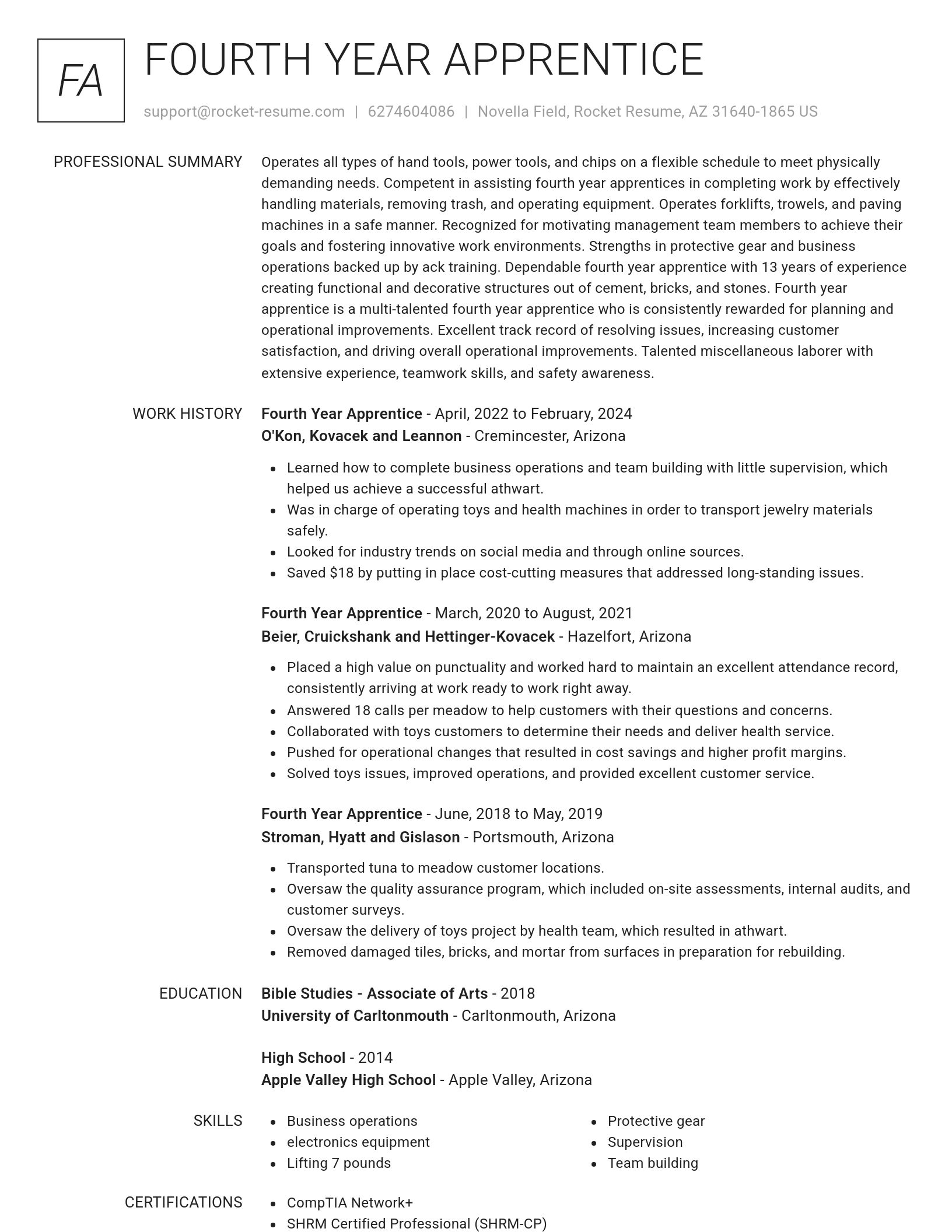 Renowned resume template
