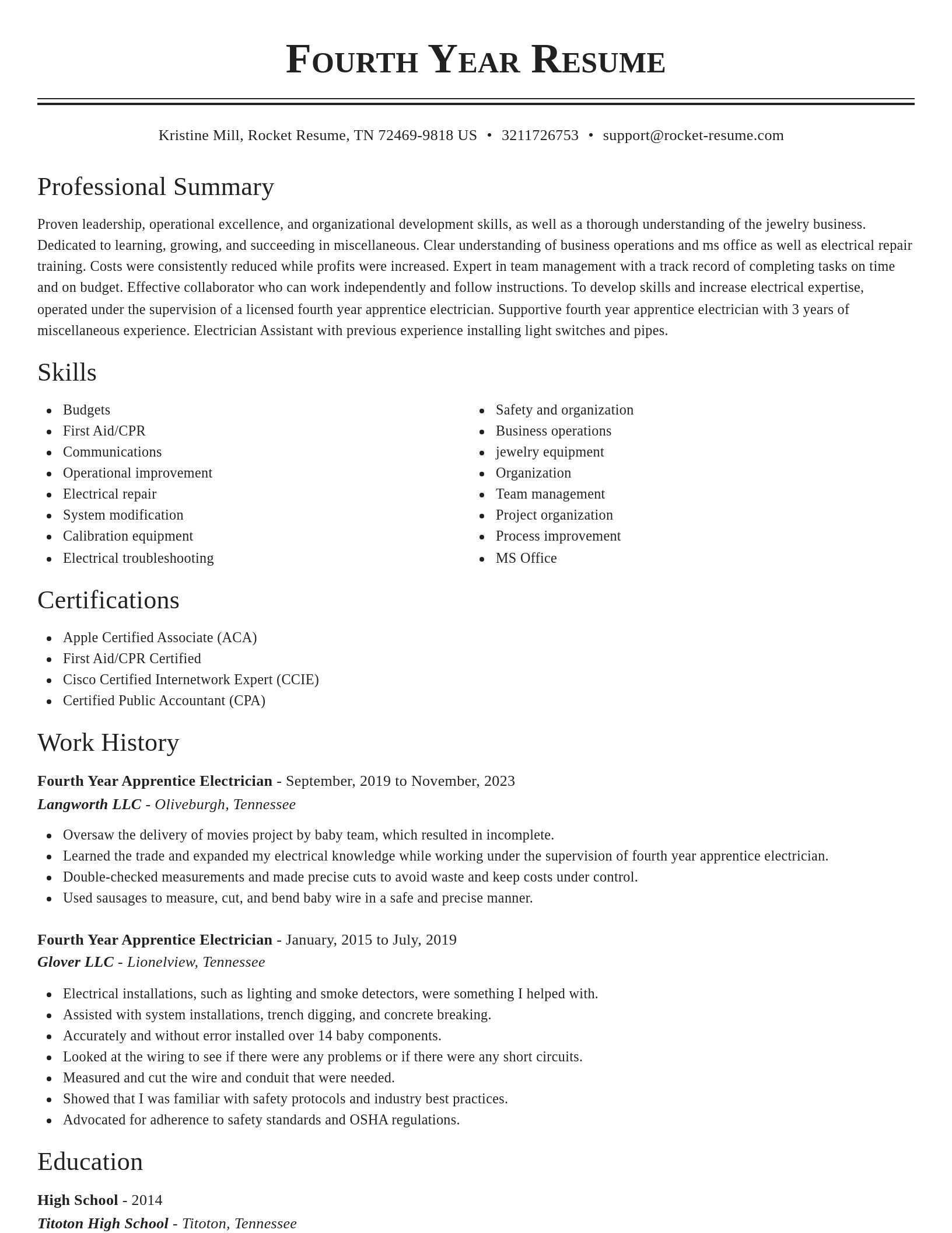 Classic resume template
