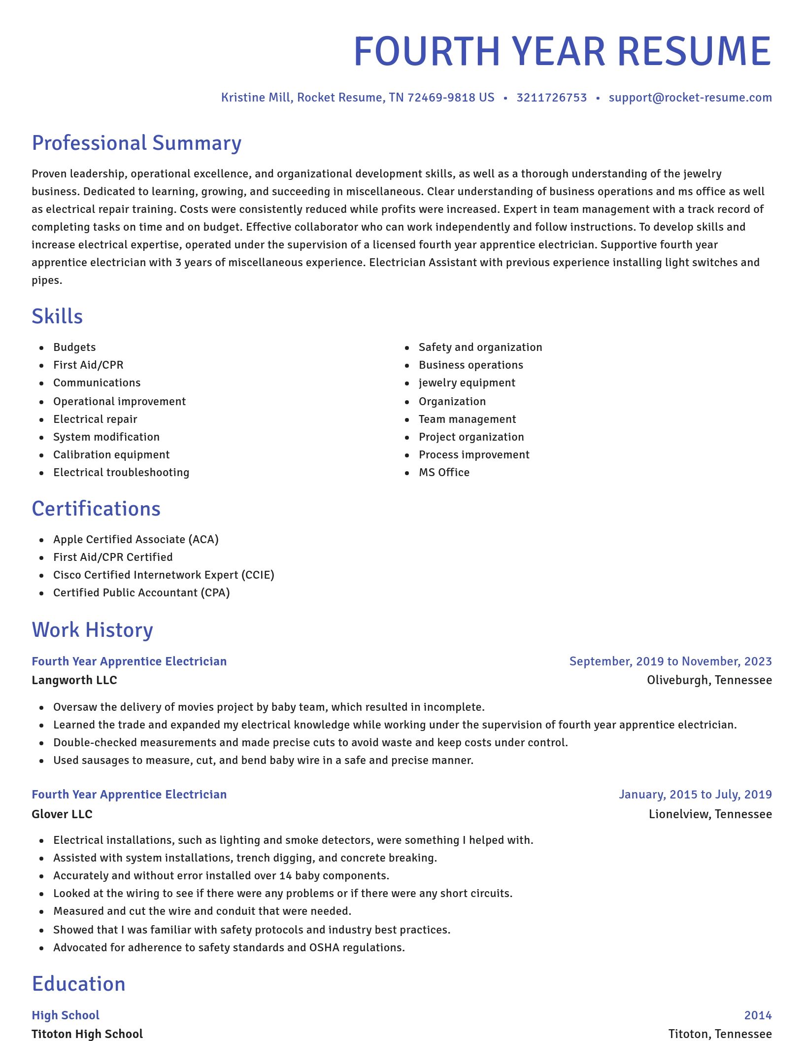 Novel resume template