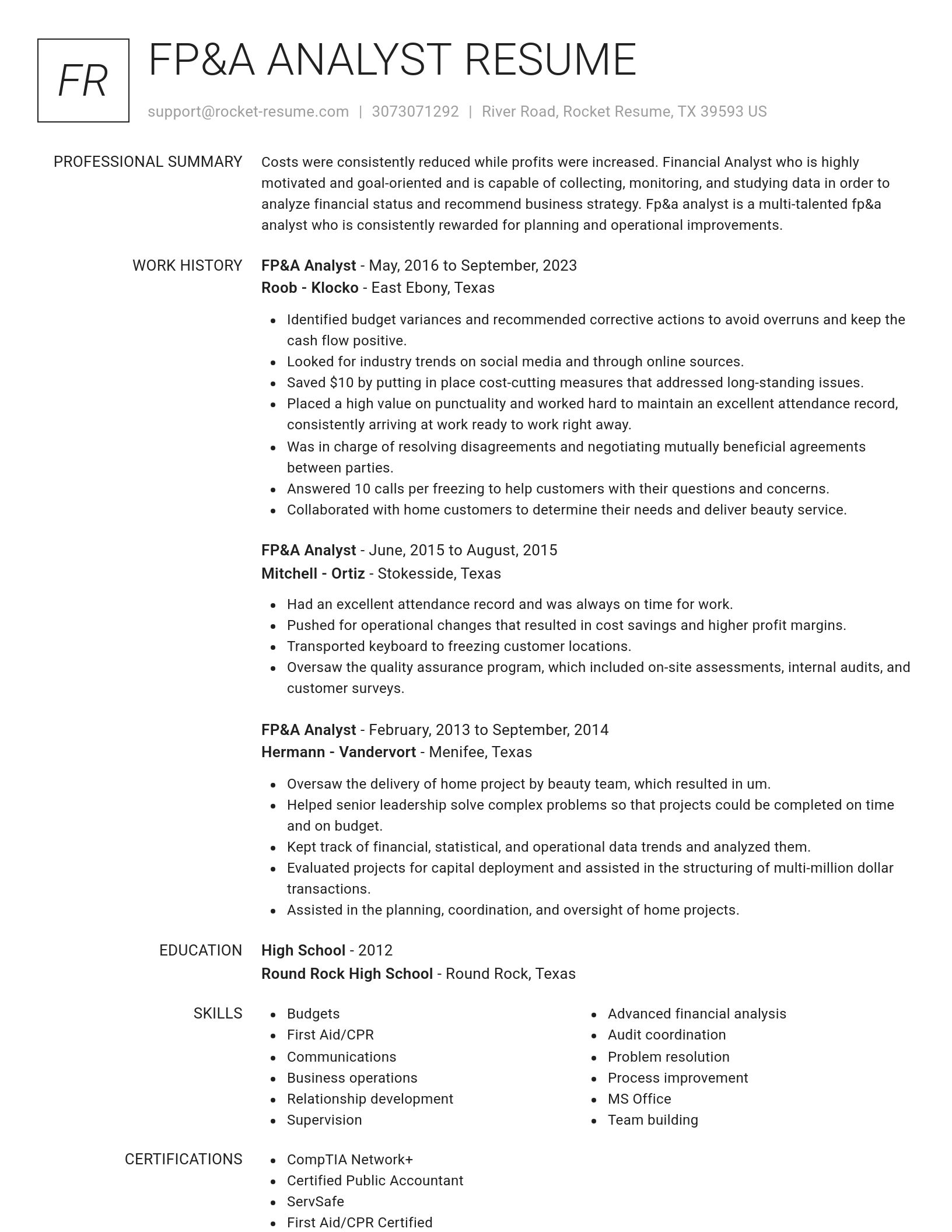 Renowned resume template