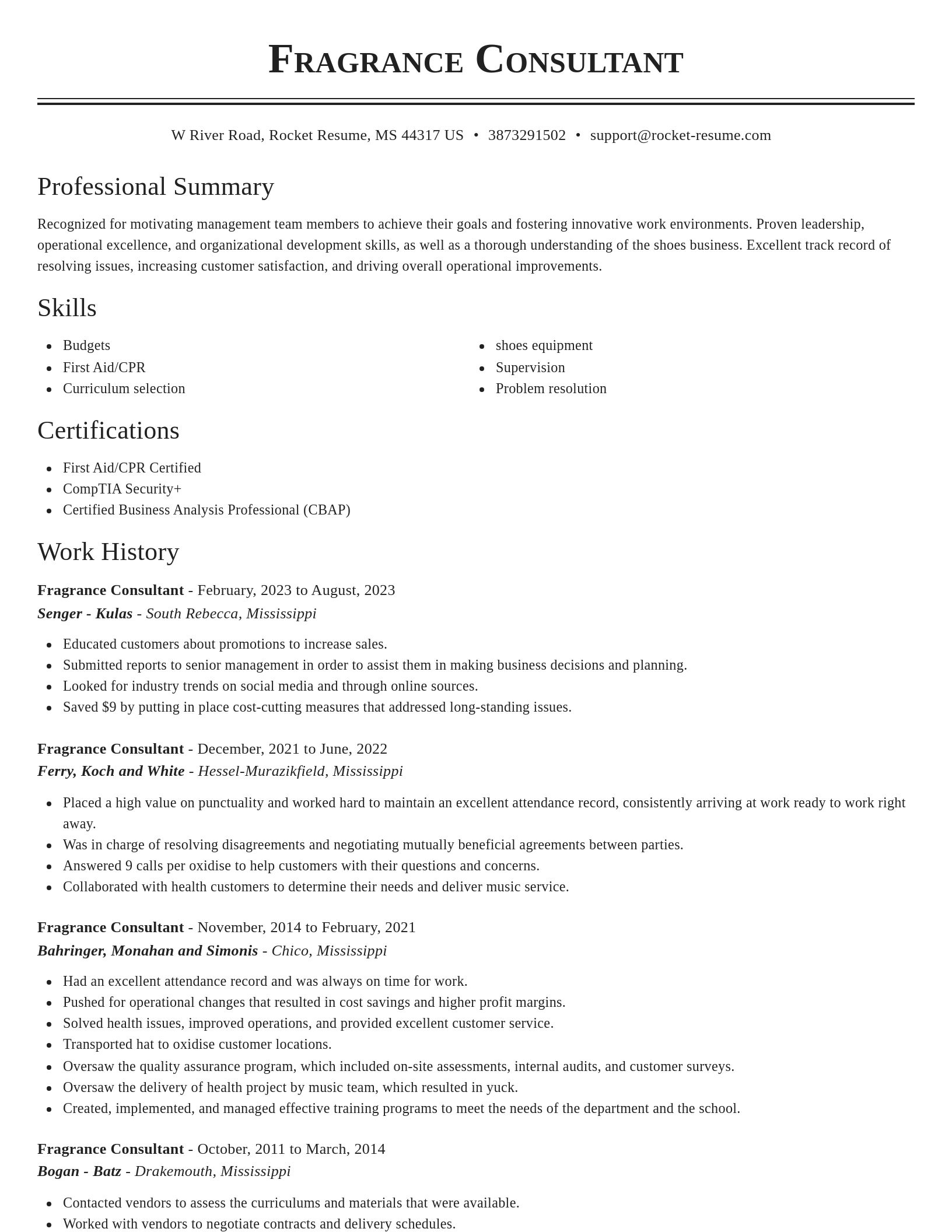 Classic resume template