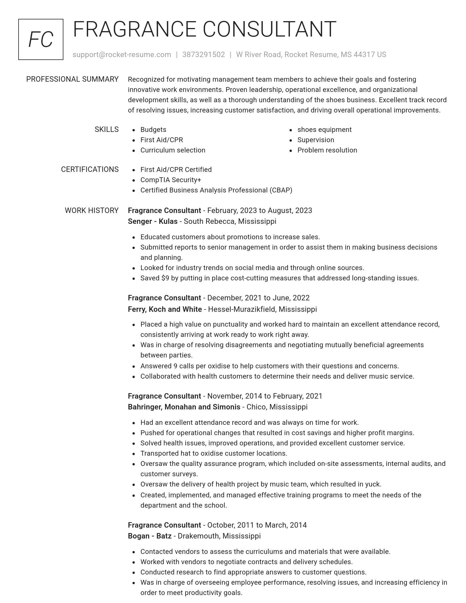 Renowned resume template