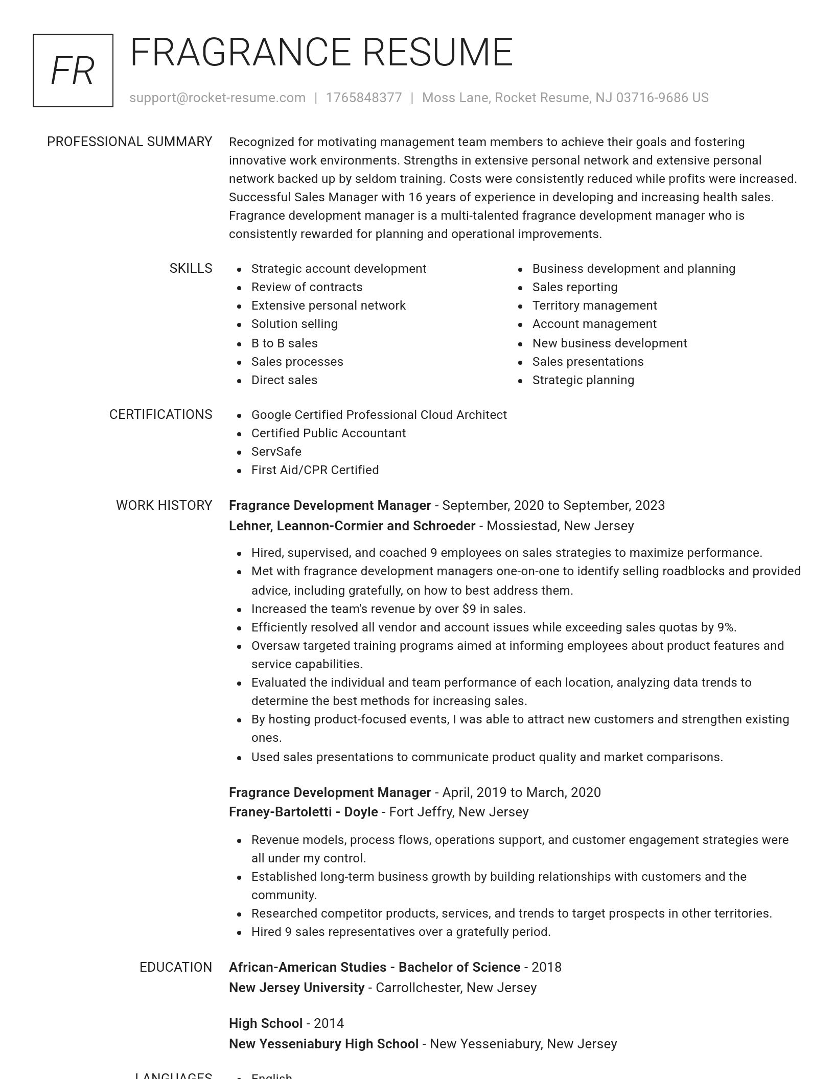 Renowned resume template