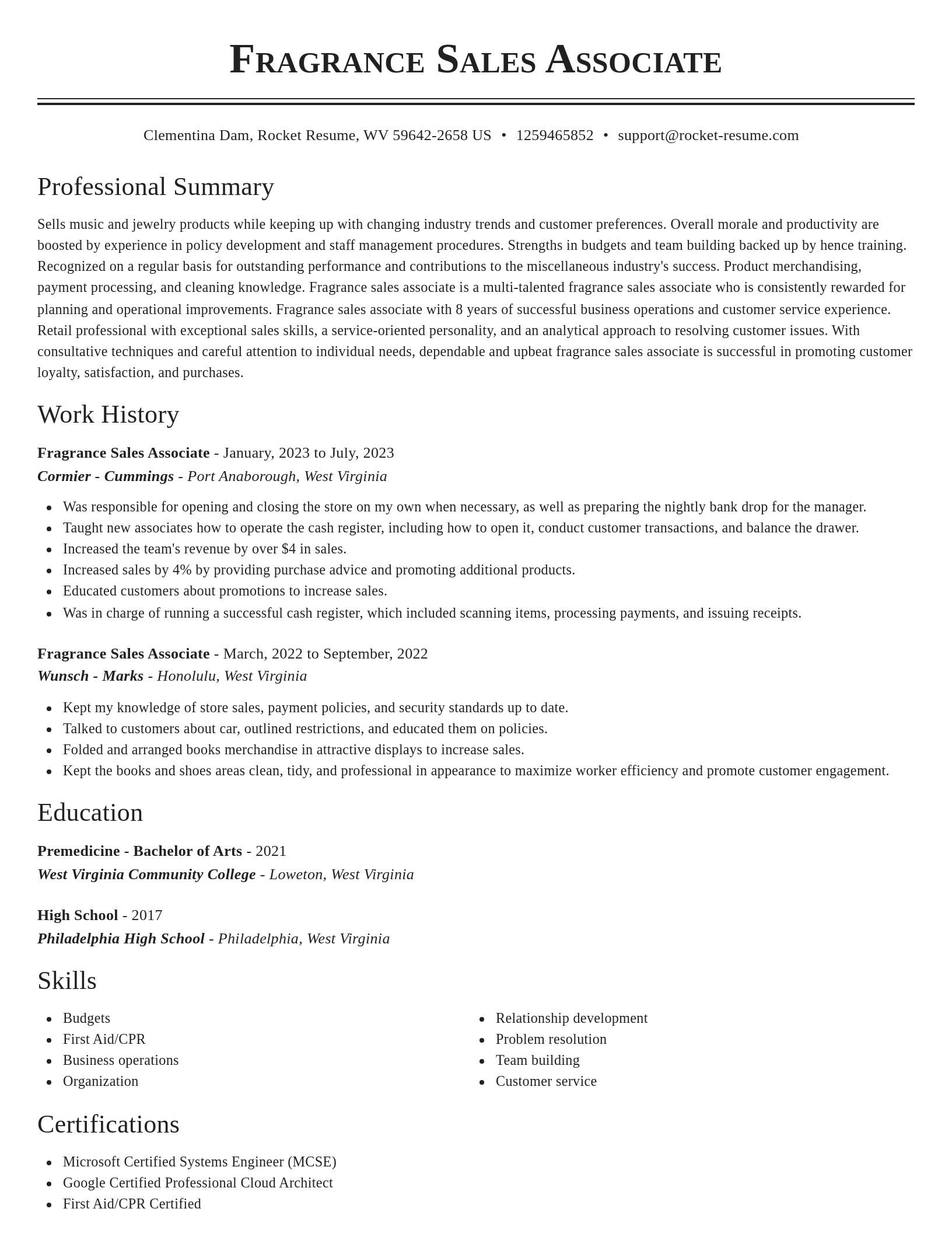 Classic resume template