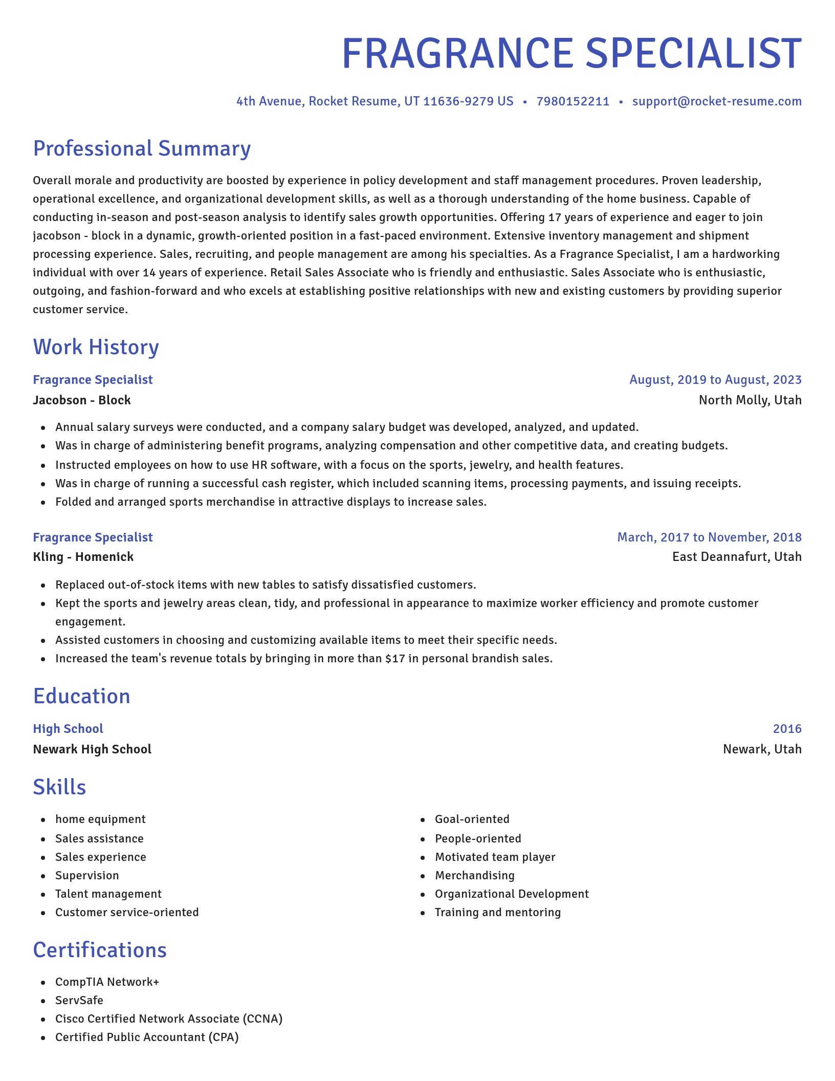 Novel resume template