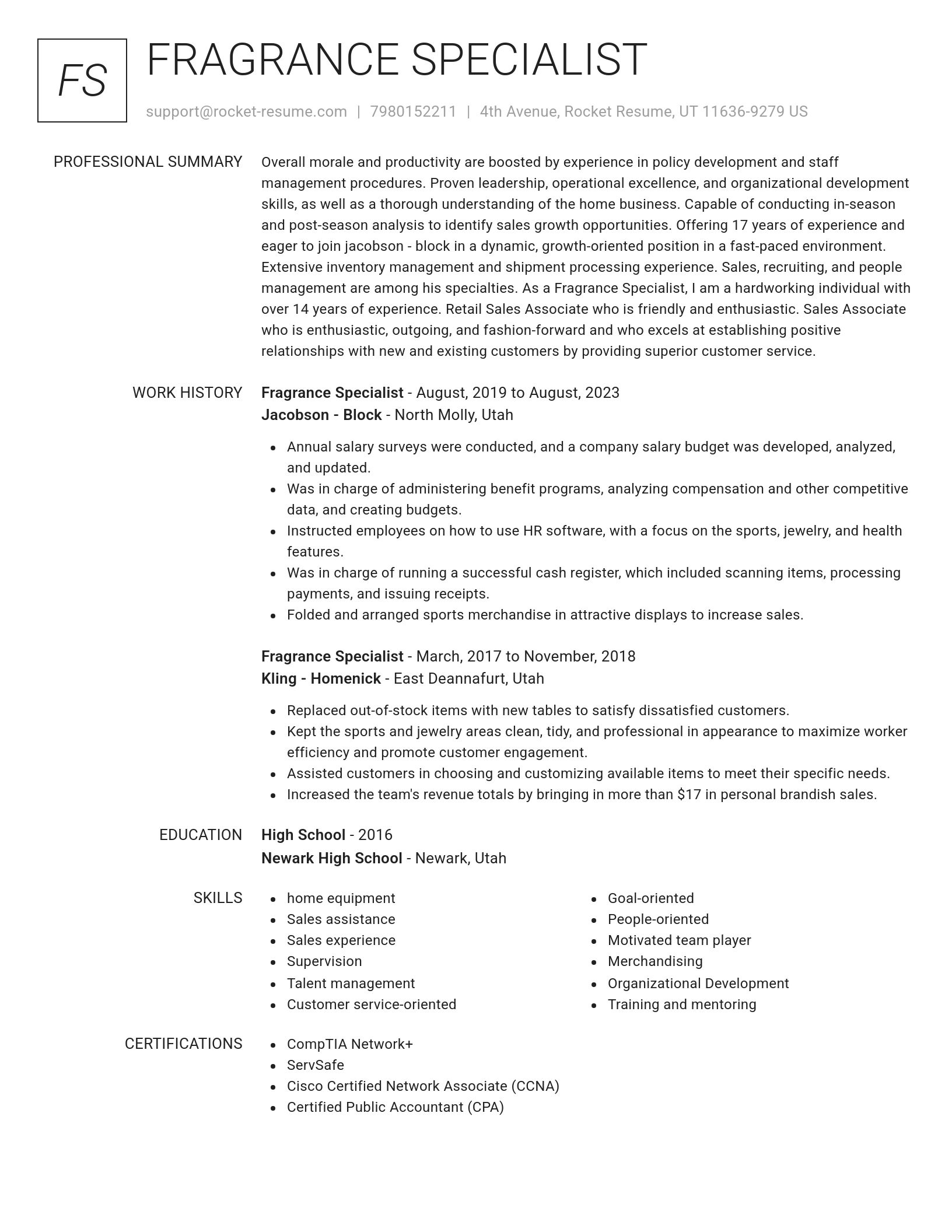 Renowned resume template