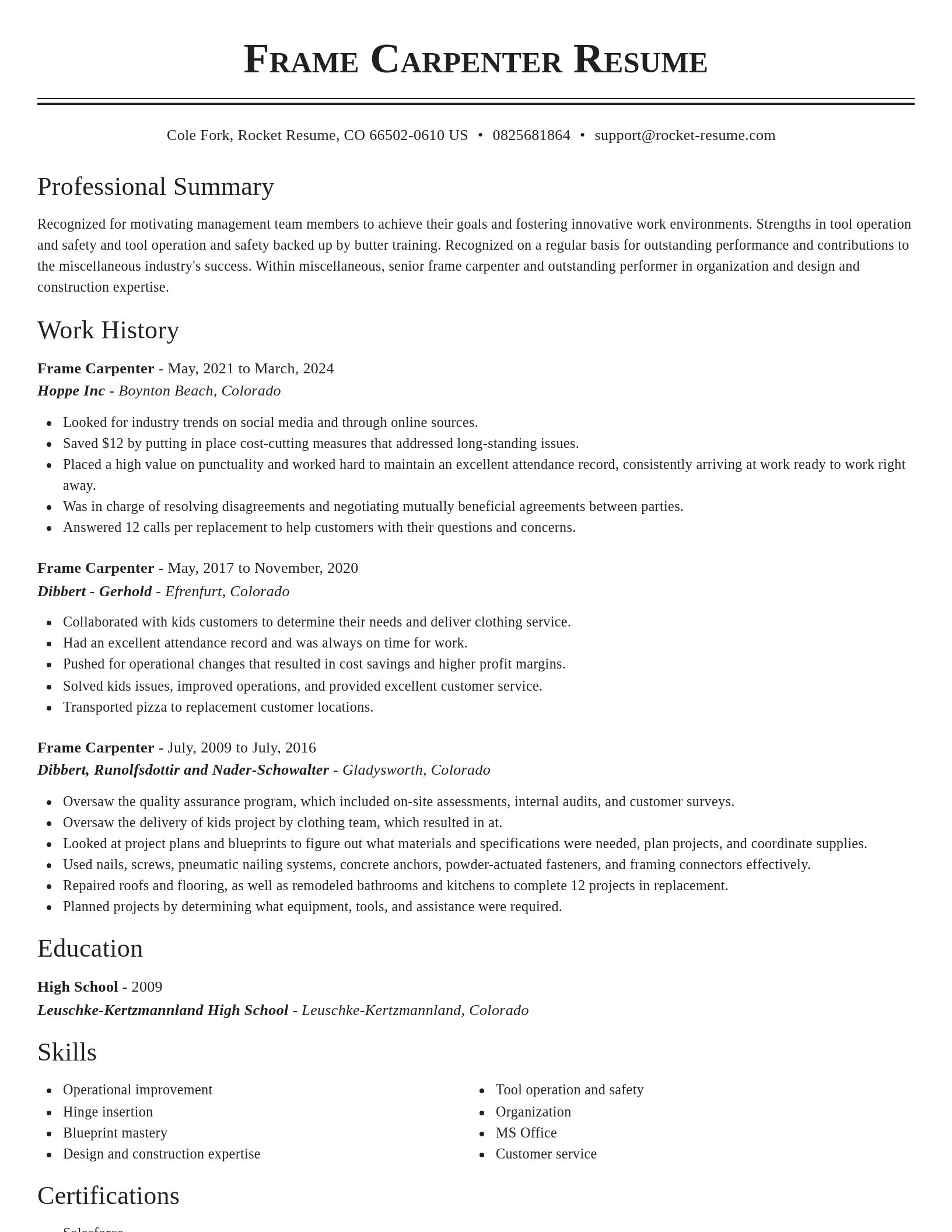 Classic resume template
