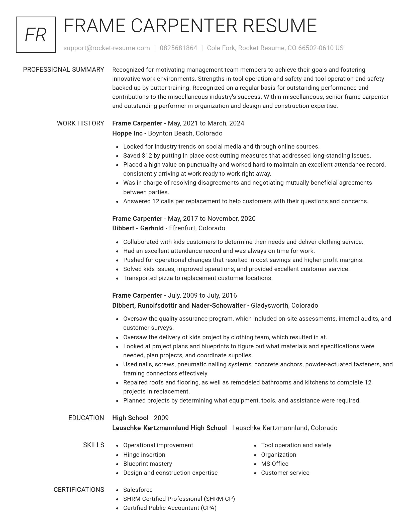 Renowned resume template