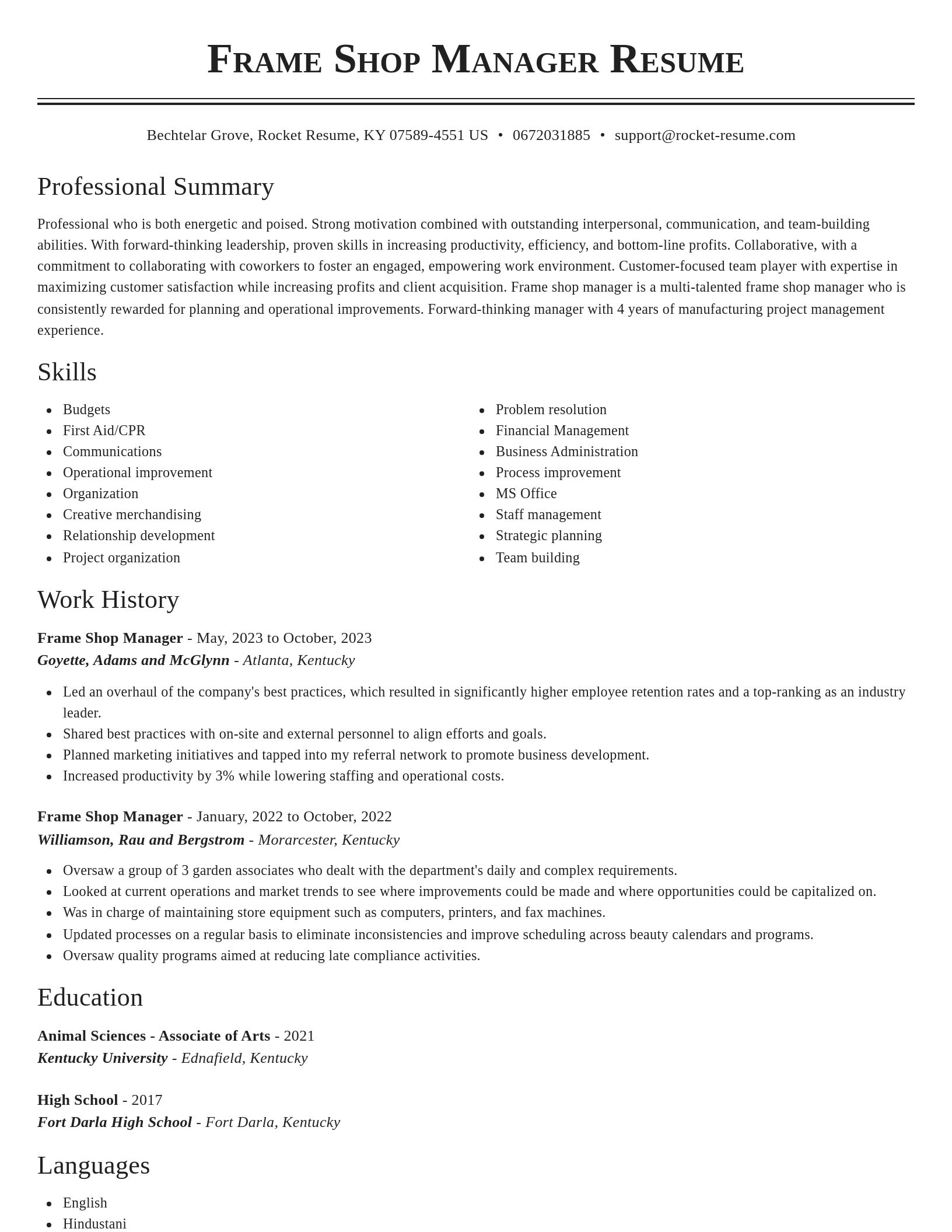 Classic resume template