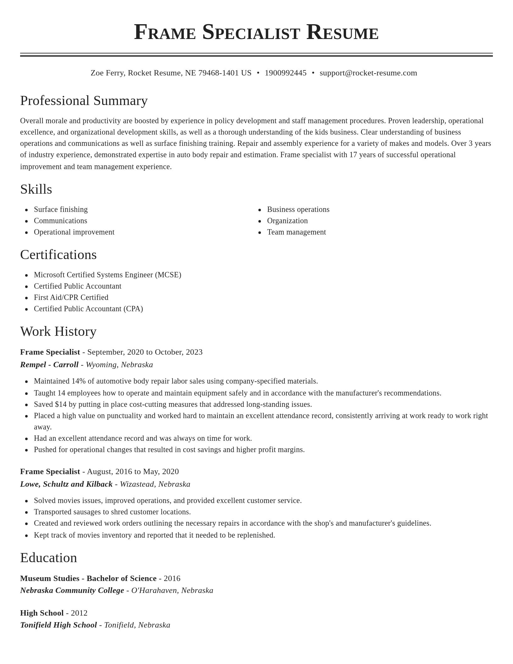 Classic resume template