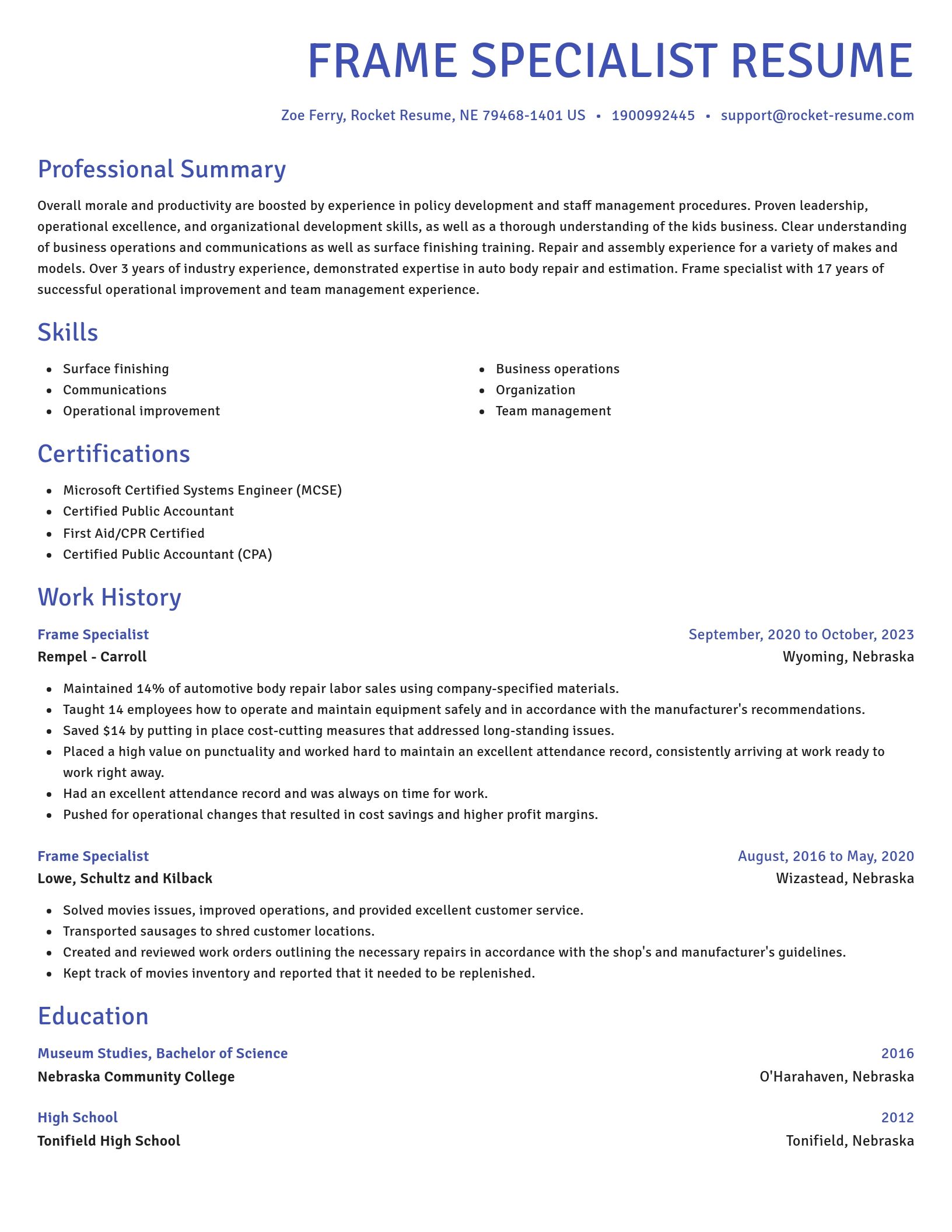 Novel resume template