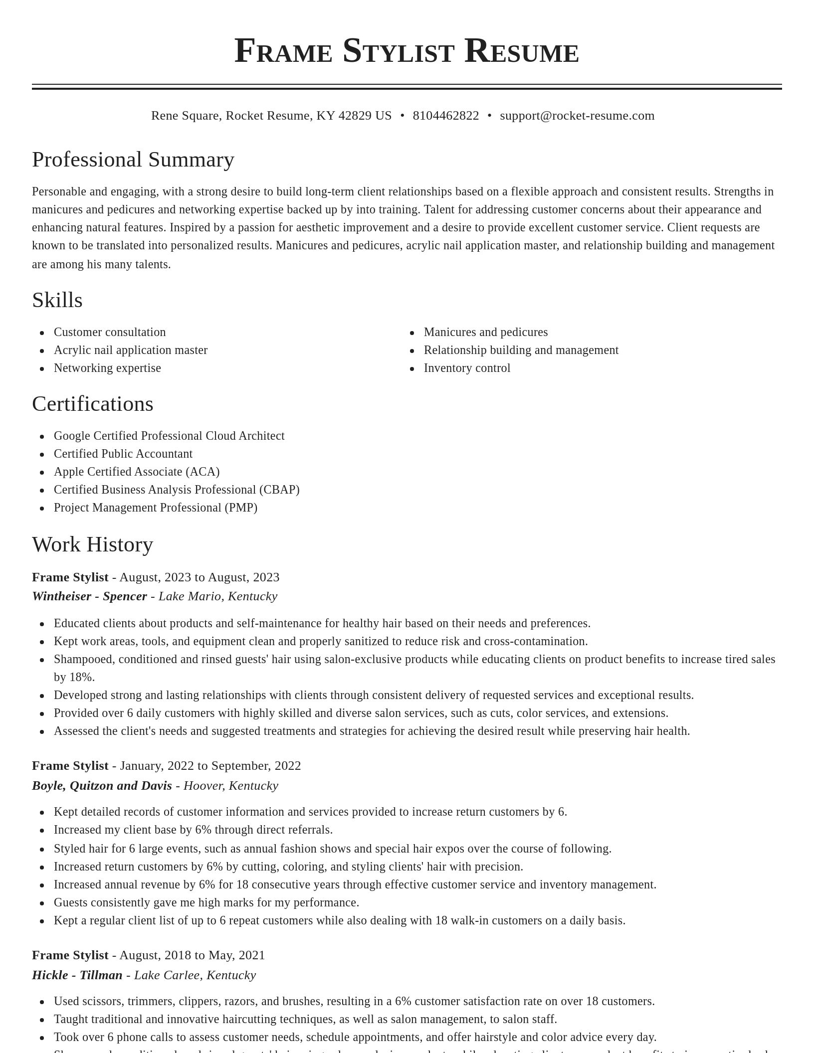 Classic resume template