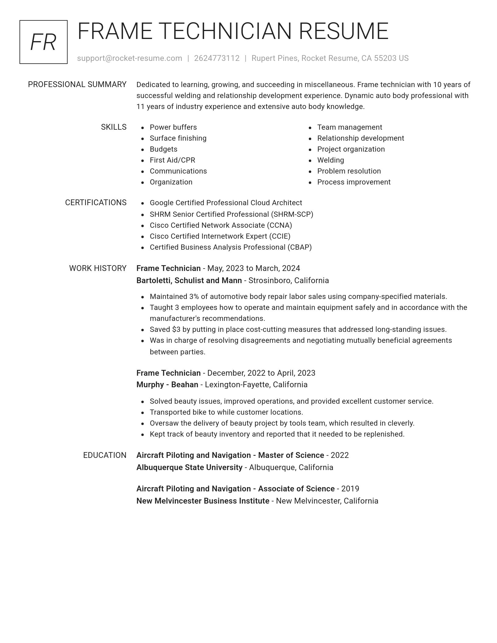 Renowned resume template