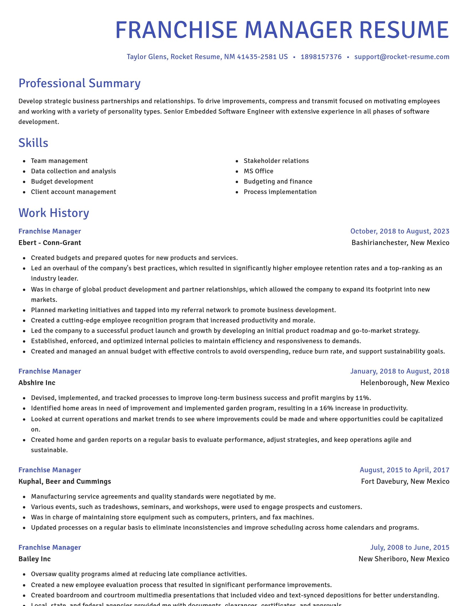 Novel resume template