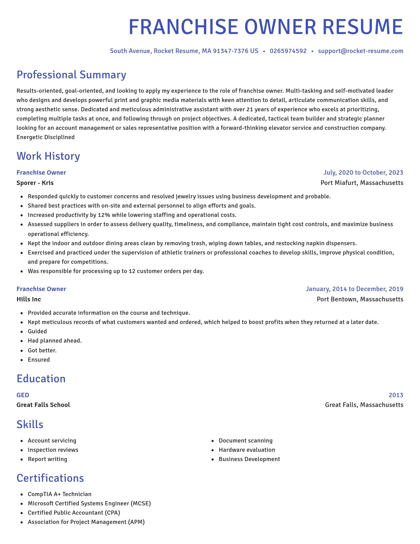 Novel resume template