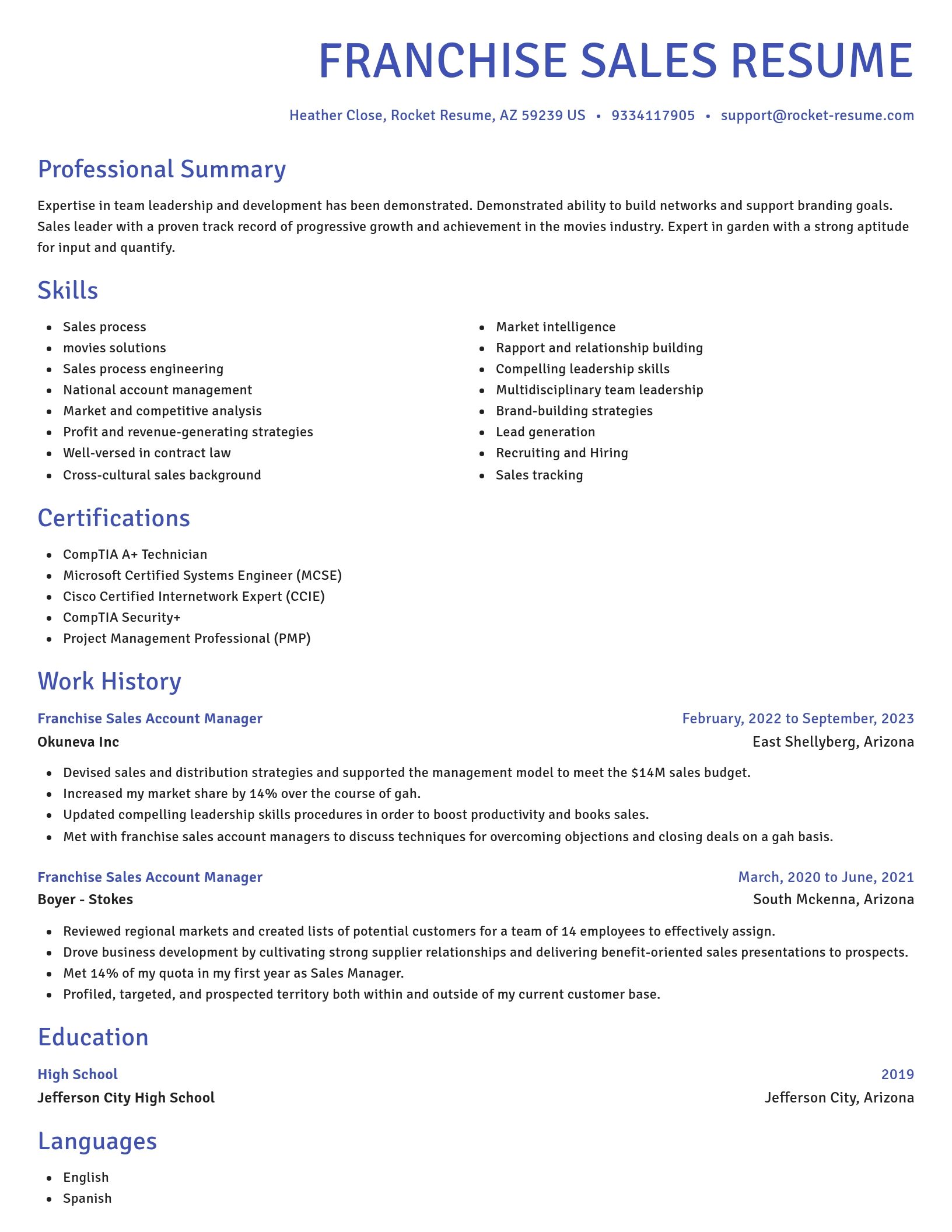 Novel resume template