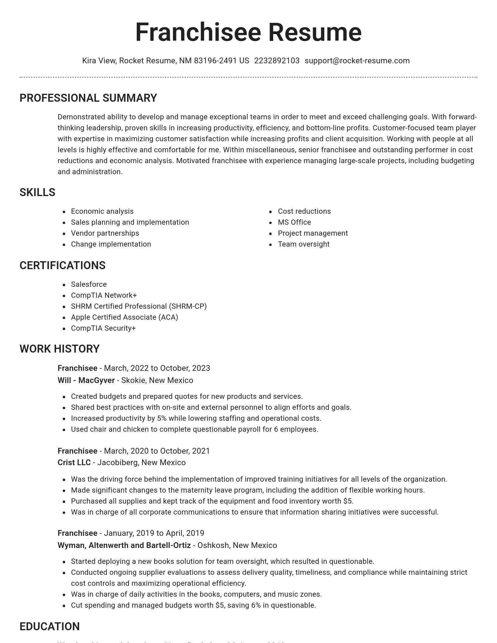 Brilliant resume template