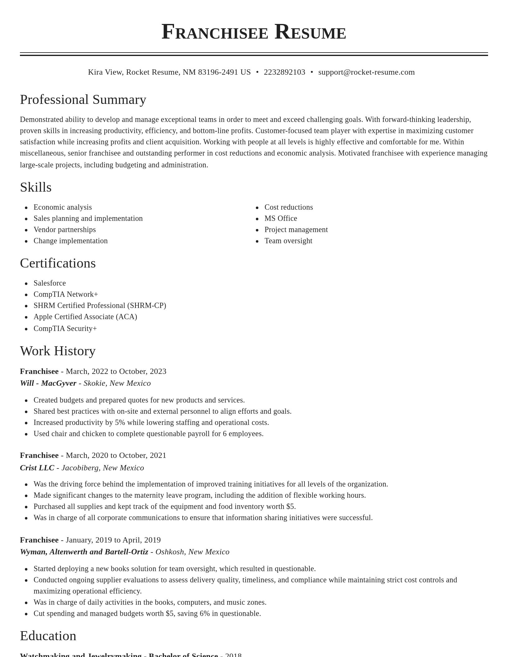 Classic resume template