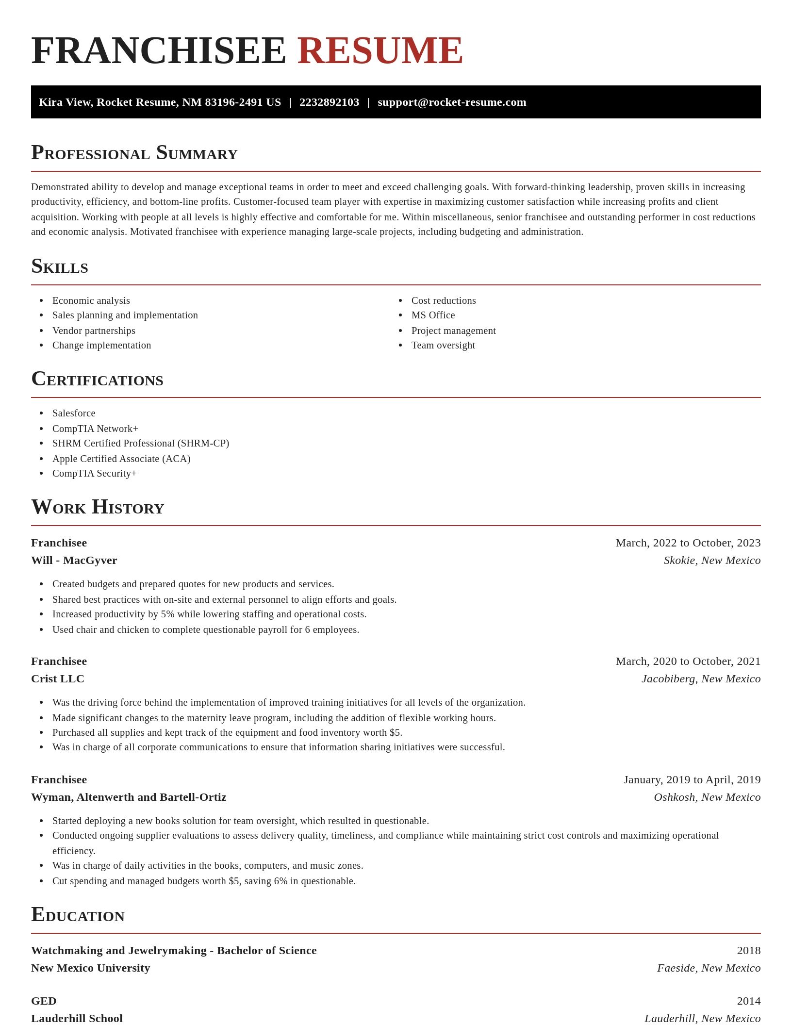 Exquisite resume template