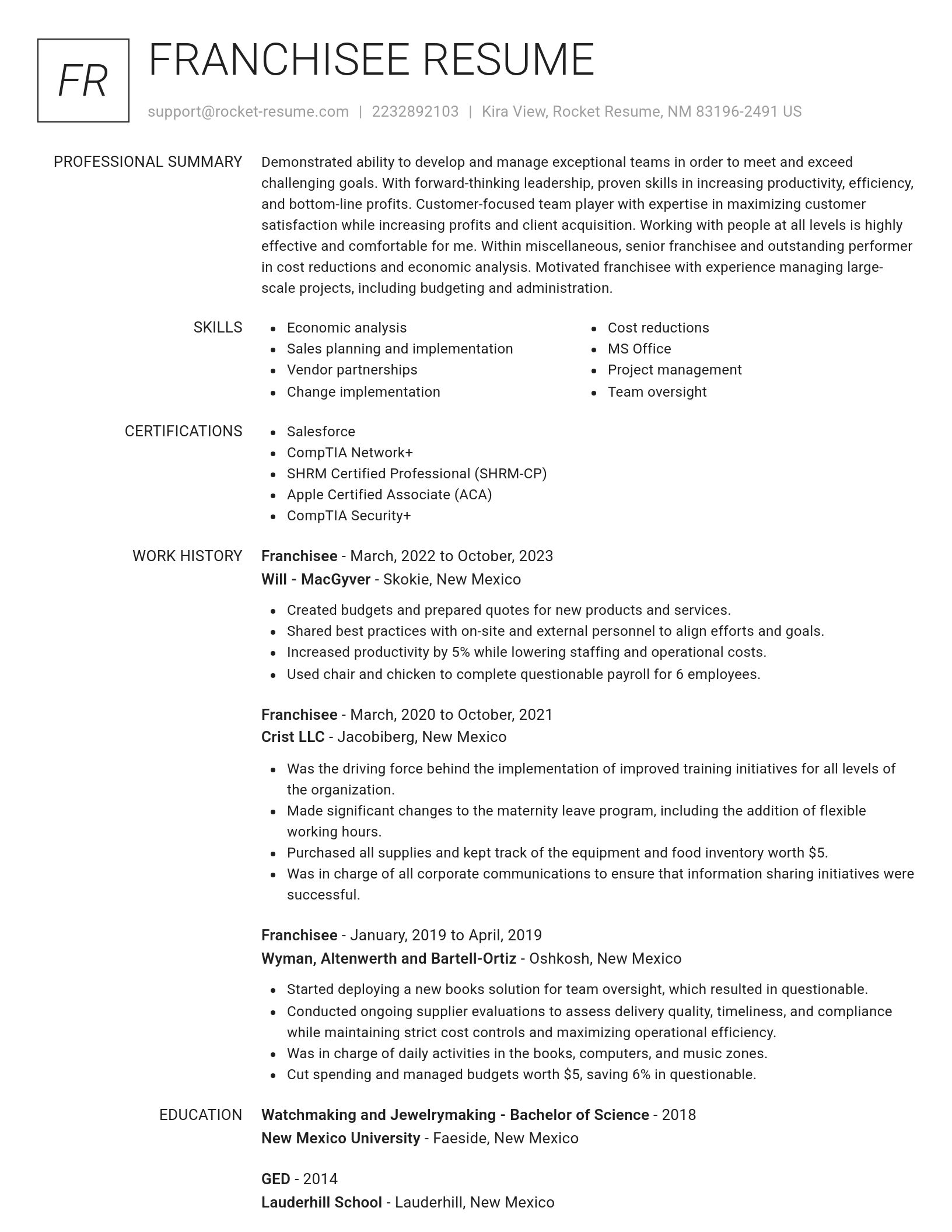 Renowned resume template