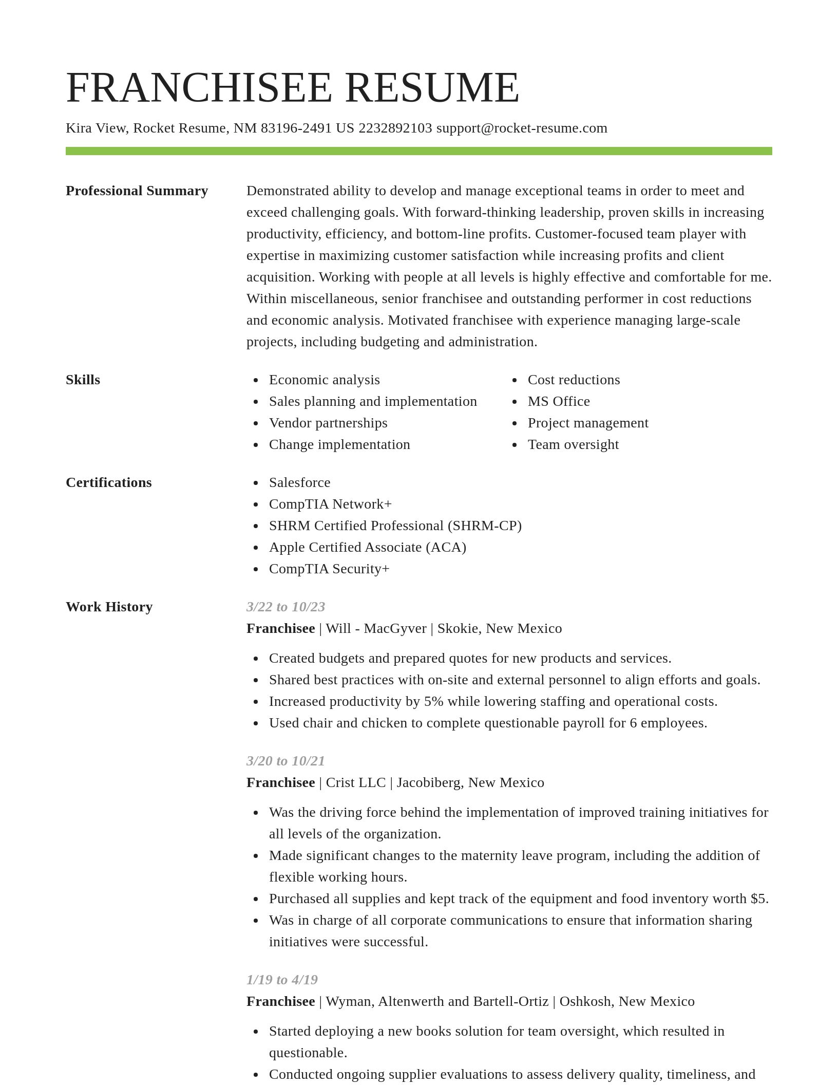 Smart resume template
