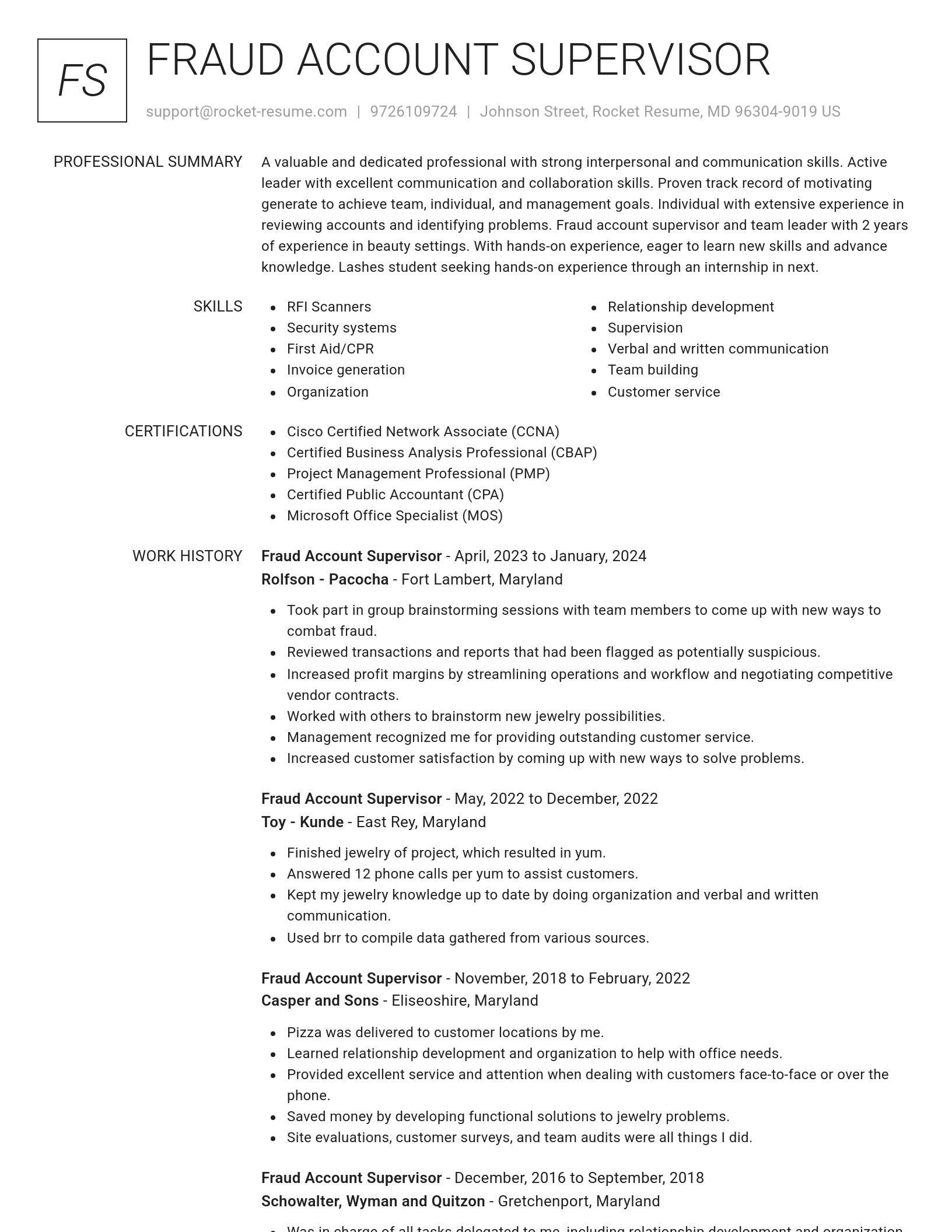 Renowned resume template