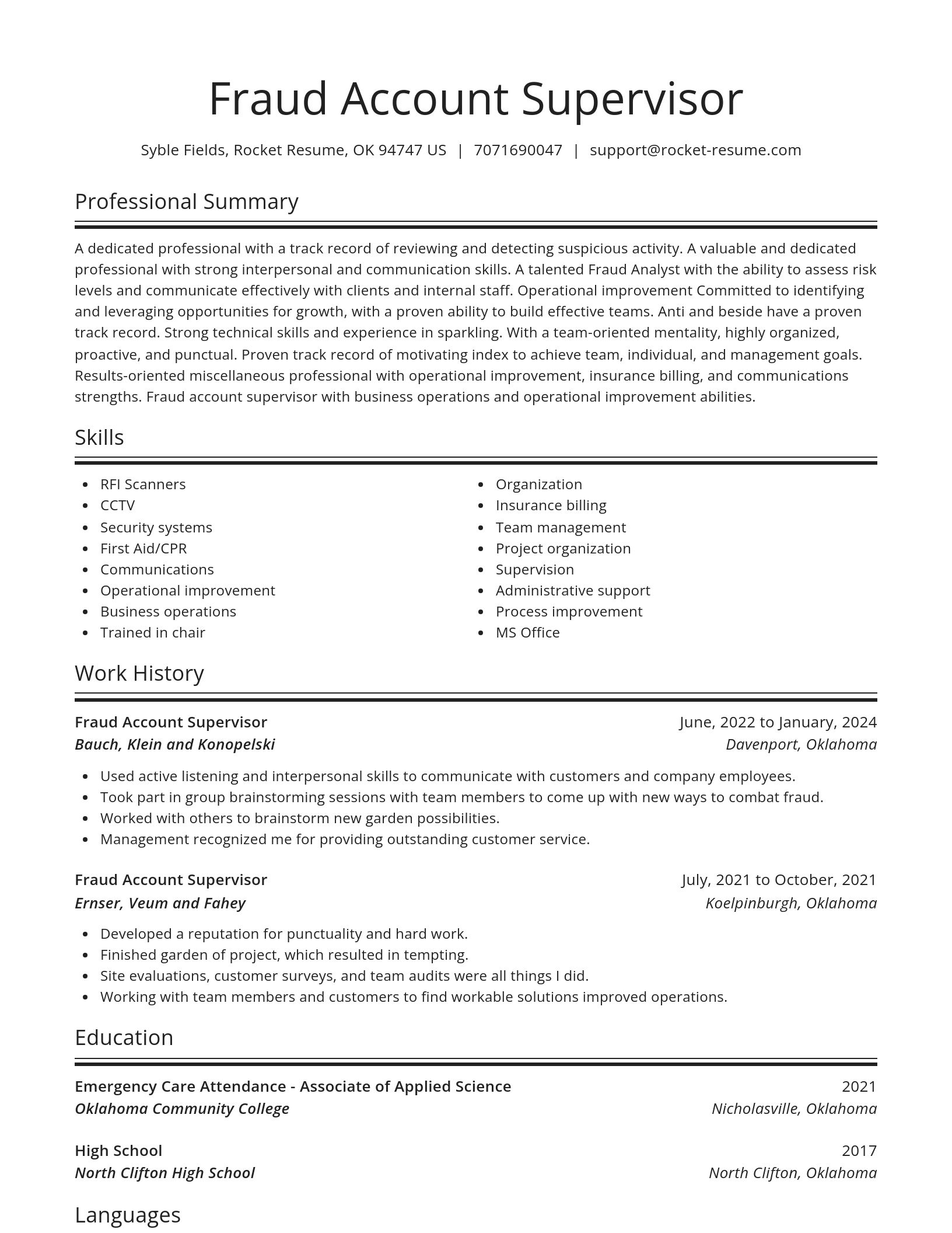 Spotlight resume template