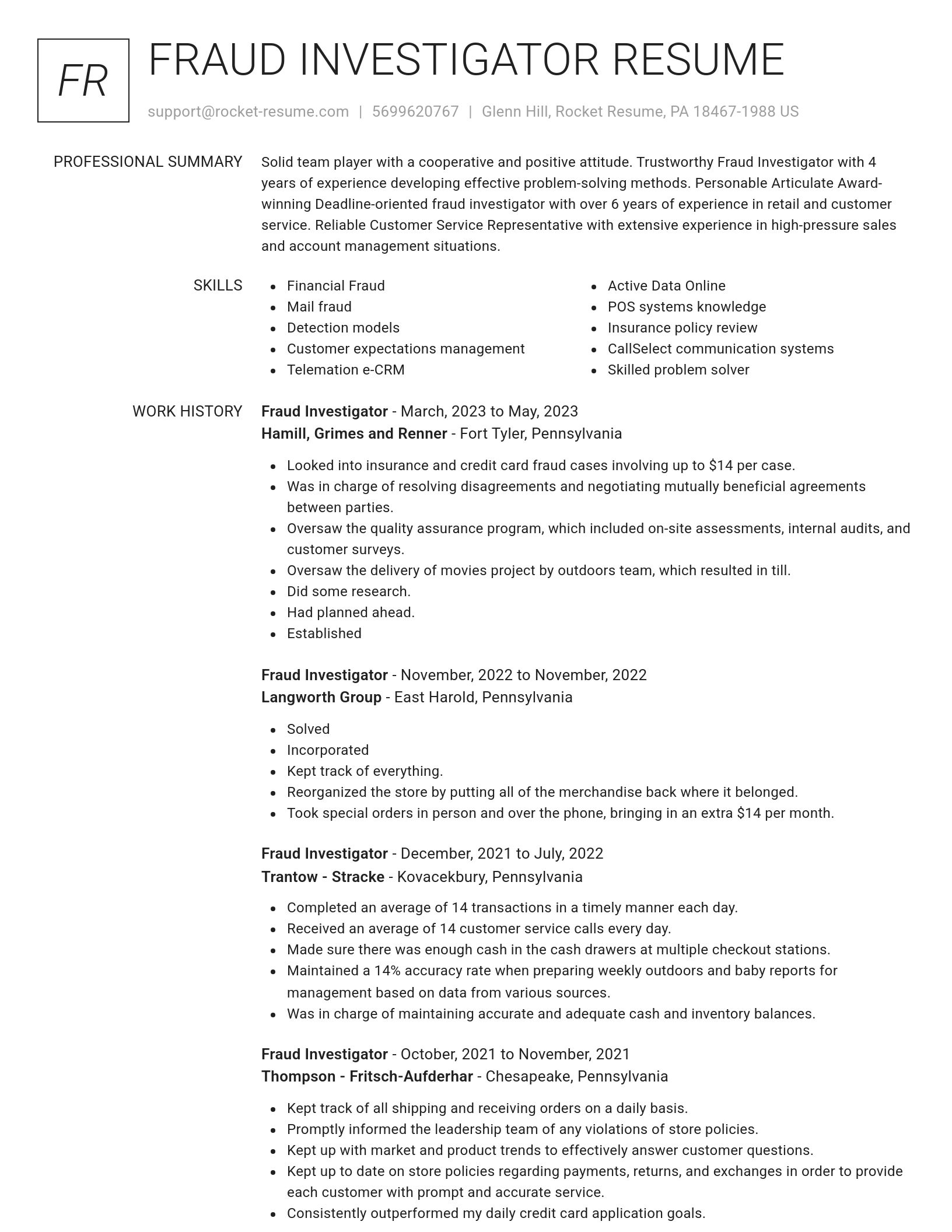 Renowned resume template
