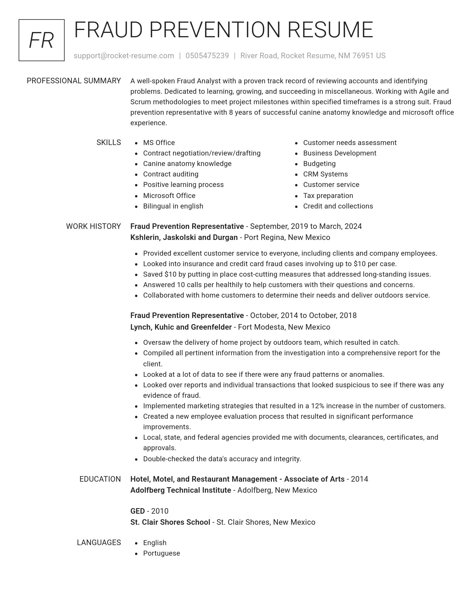 Renowned resume template
