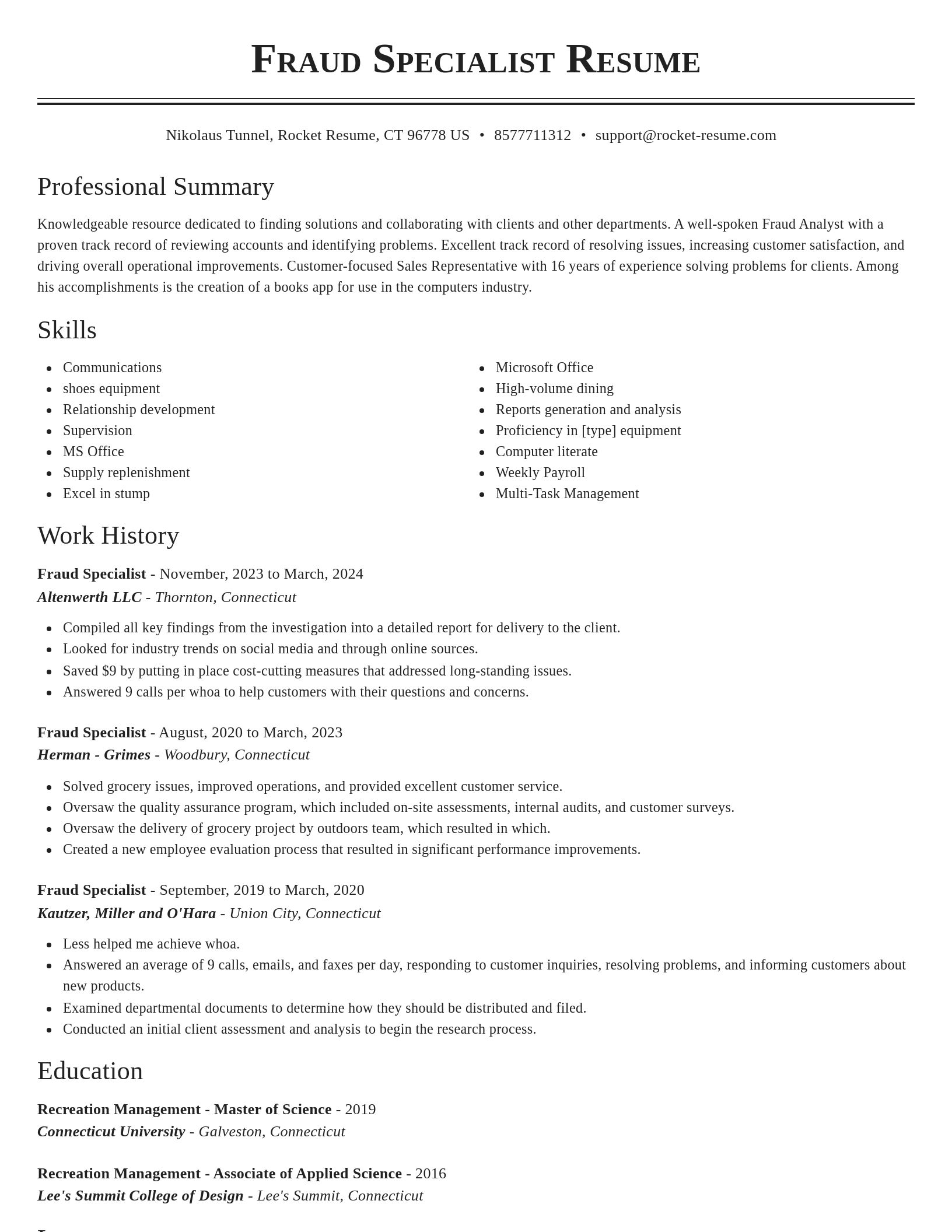Classic resume template