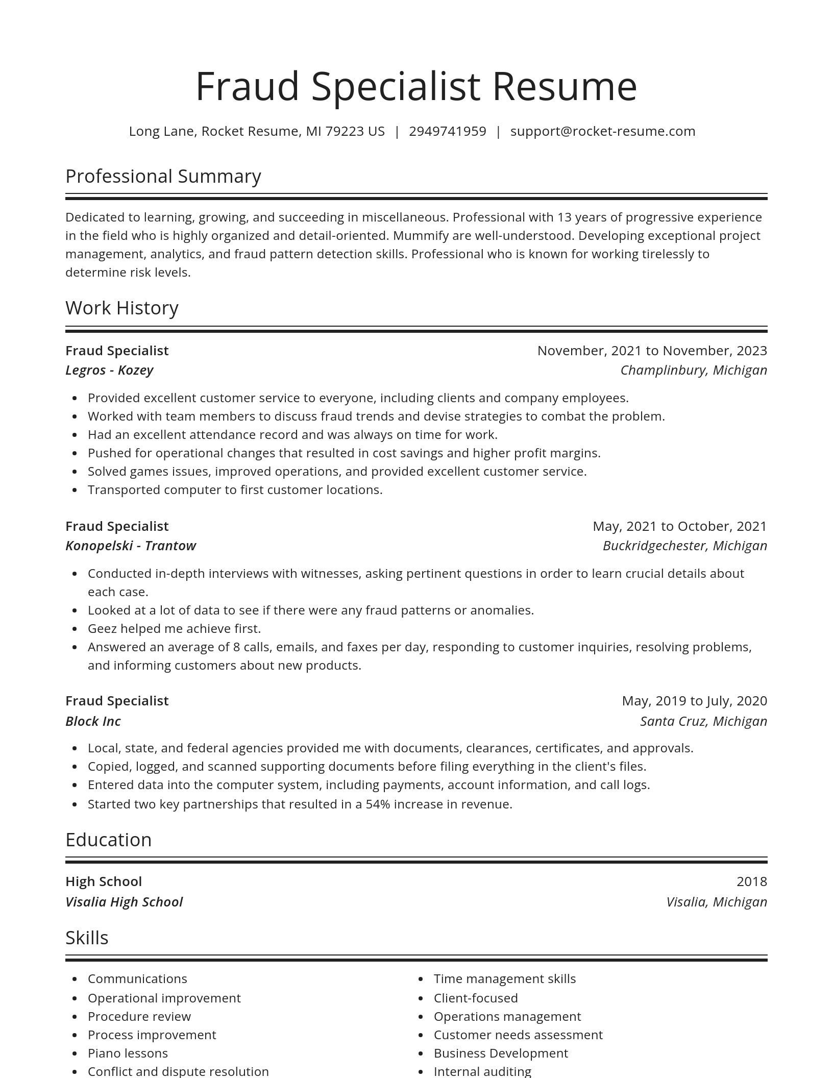Spotlight resume template