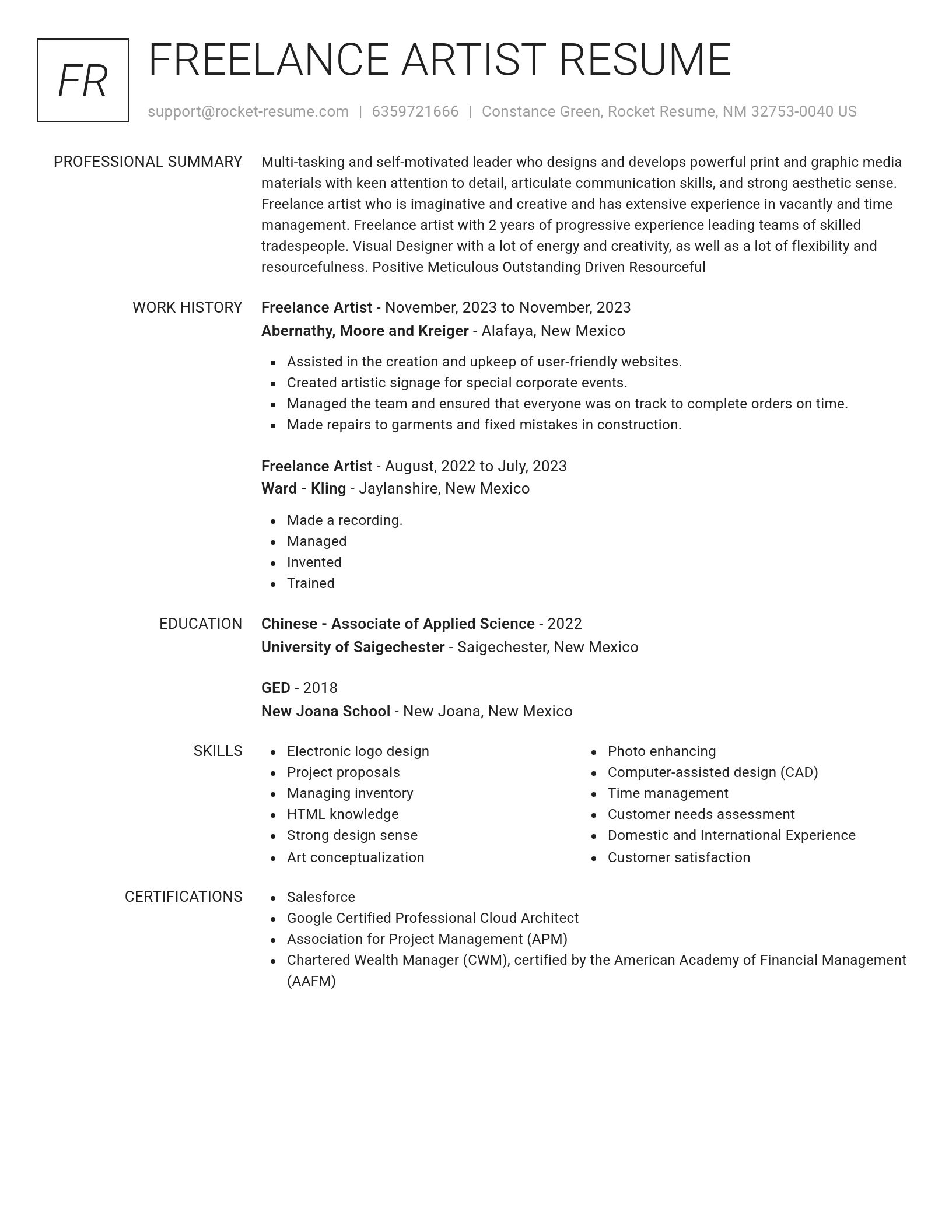 Renowned resume template