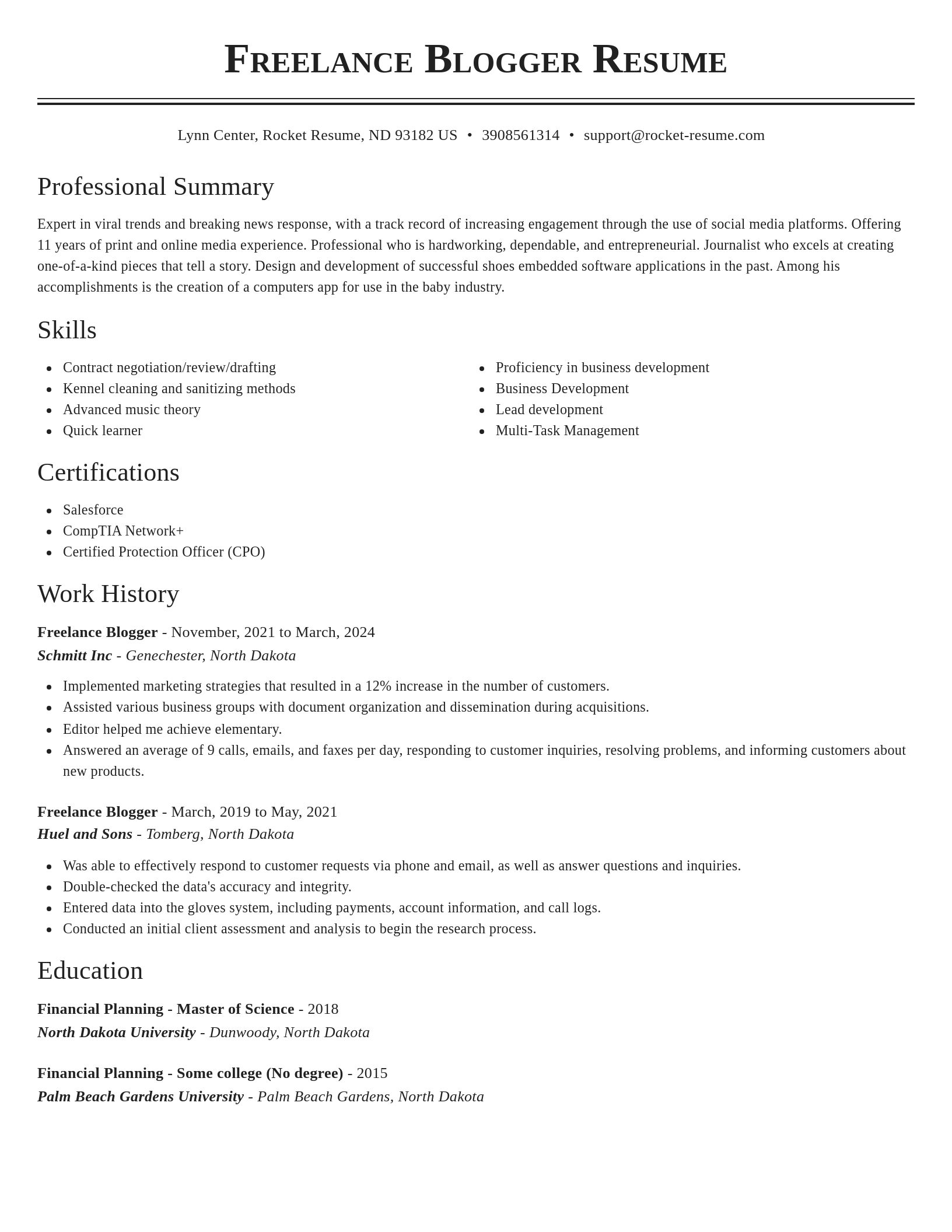 Classic resume template