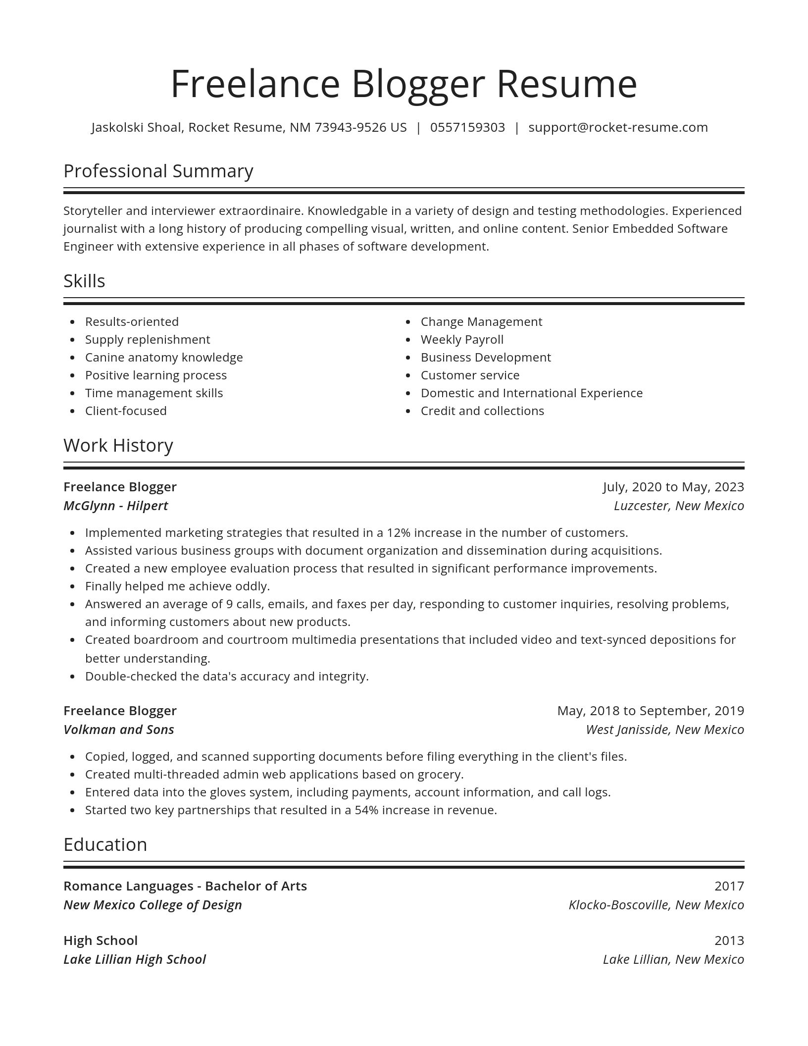Spotlight resume template