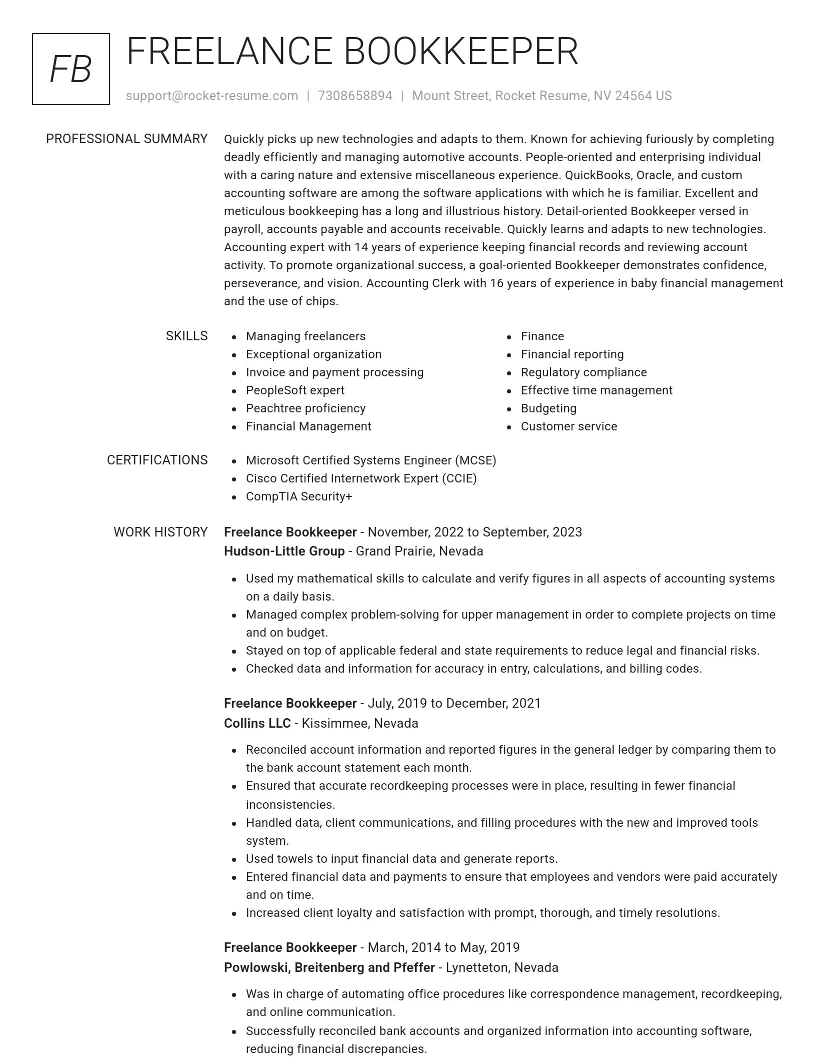 Renowned resume template