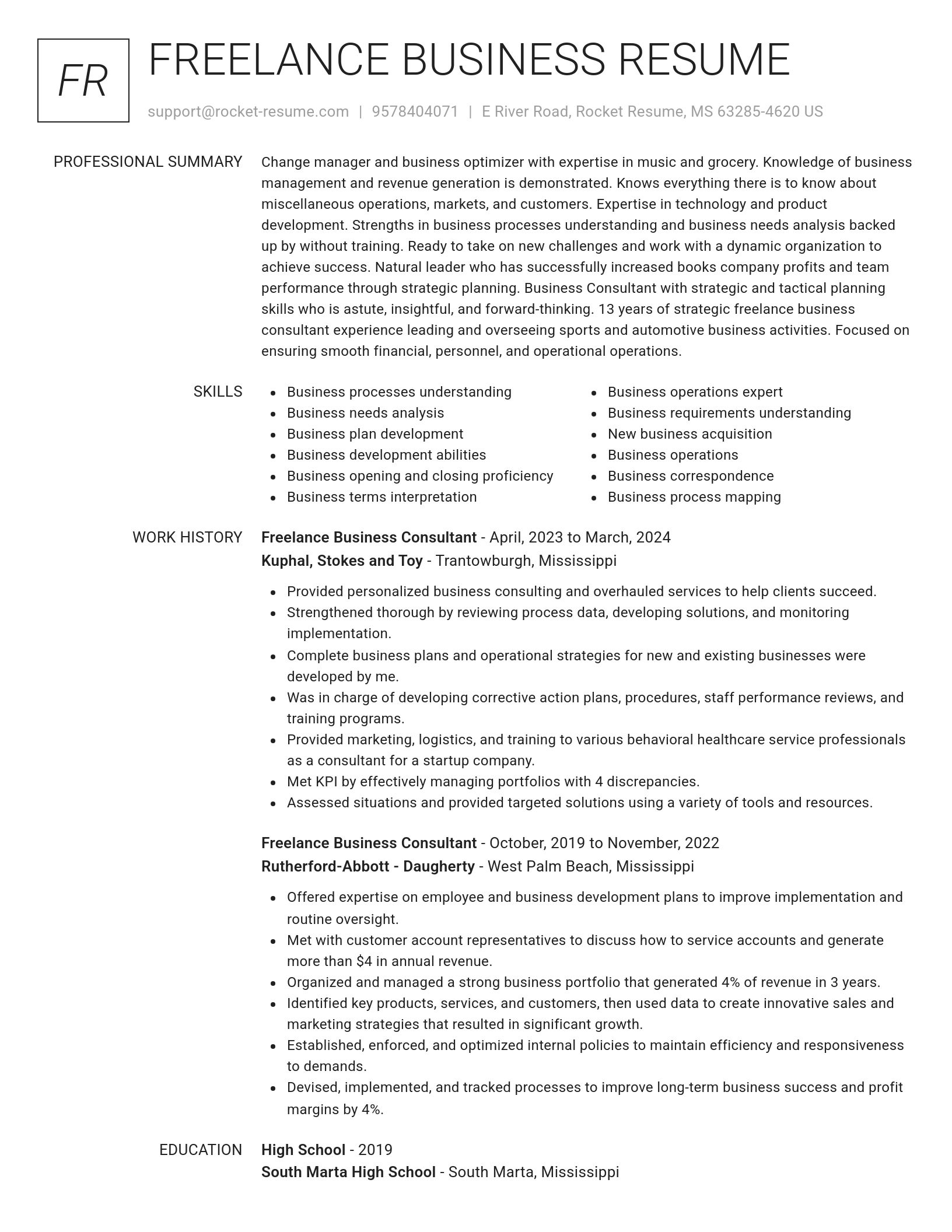 Renowned resume template
