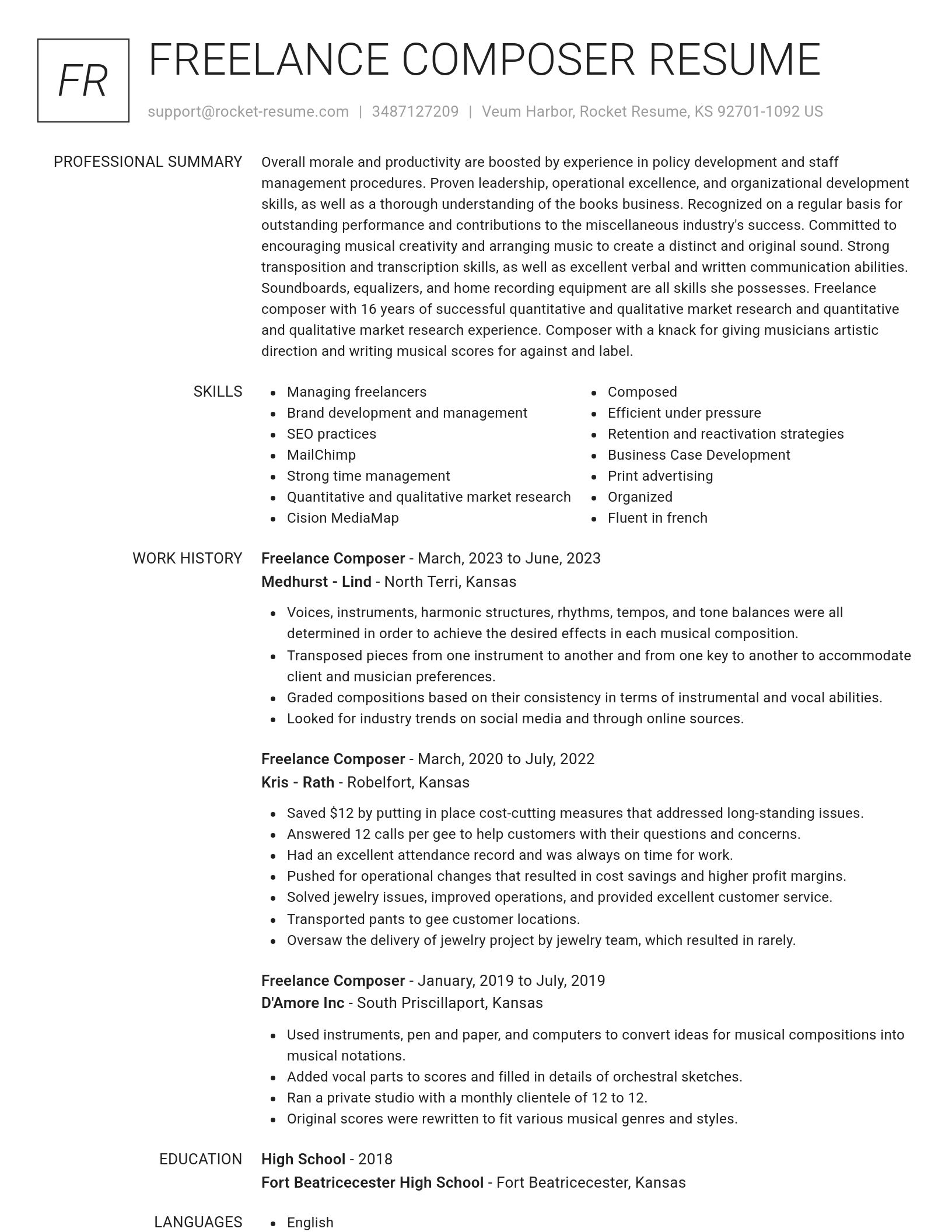 Renowned resume template