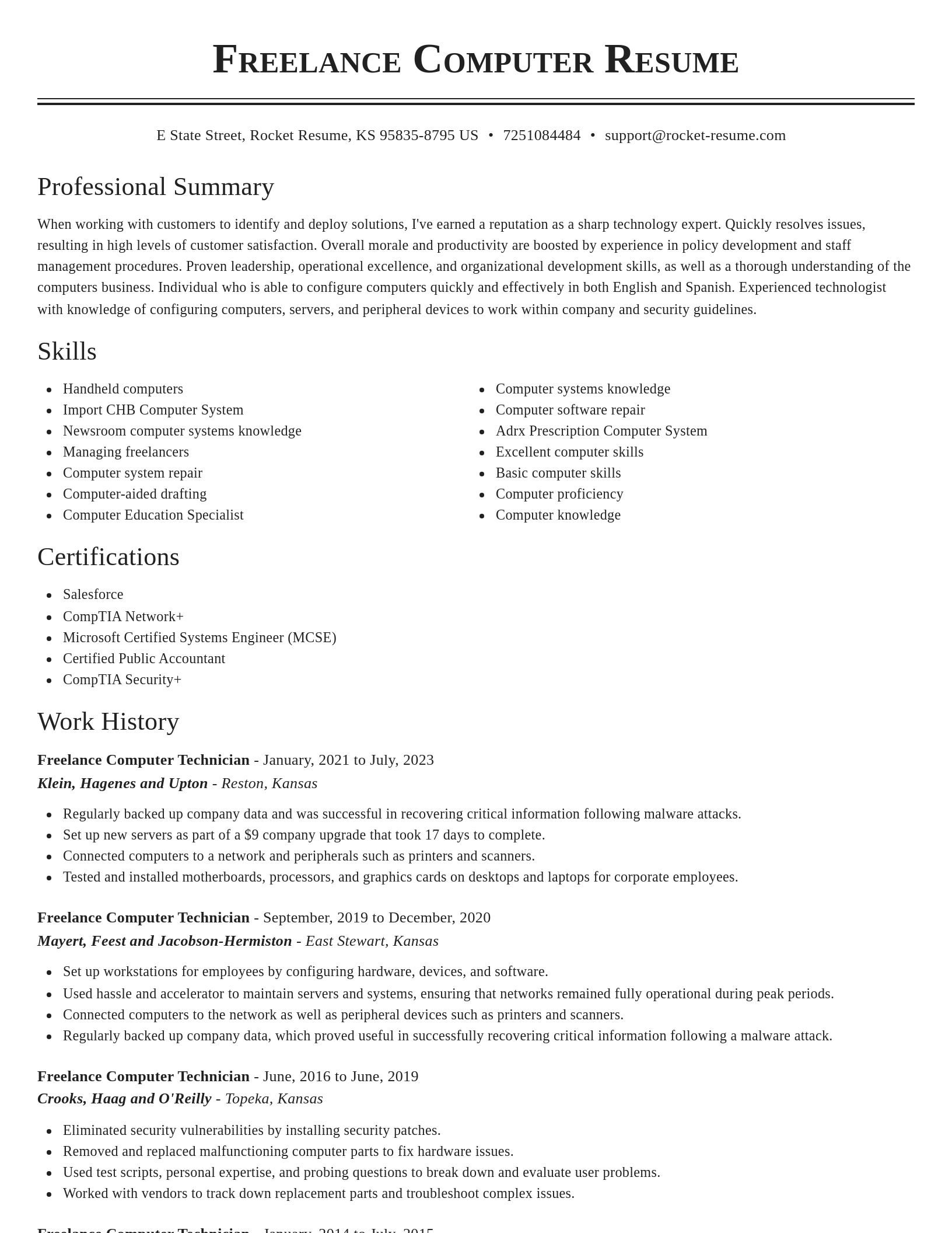 Classic resume template