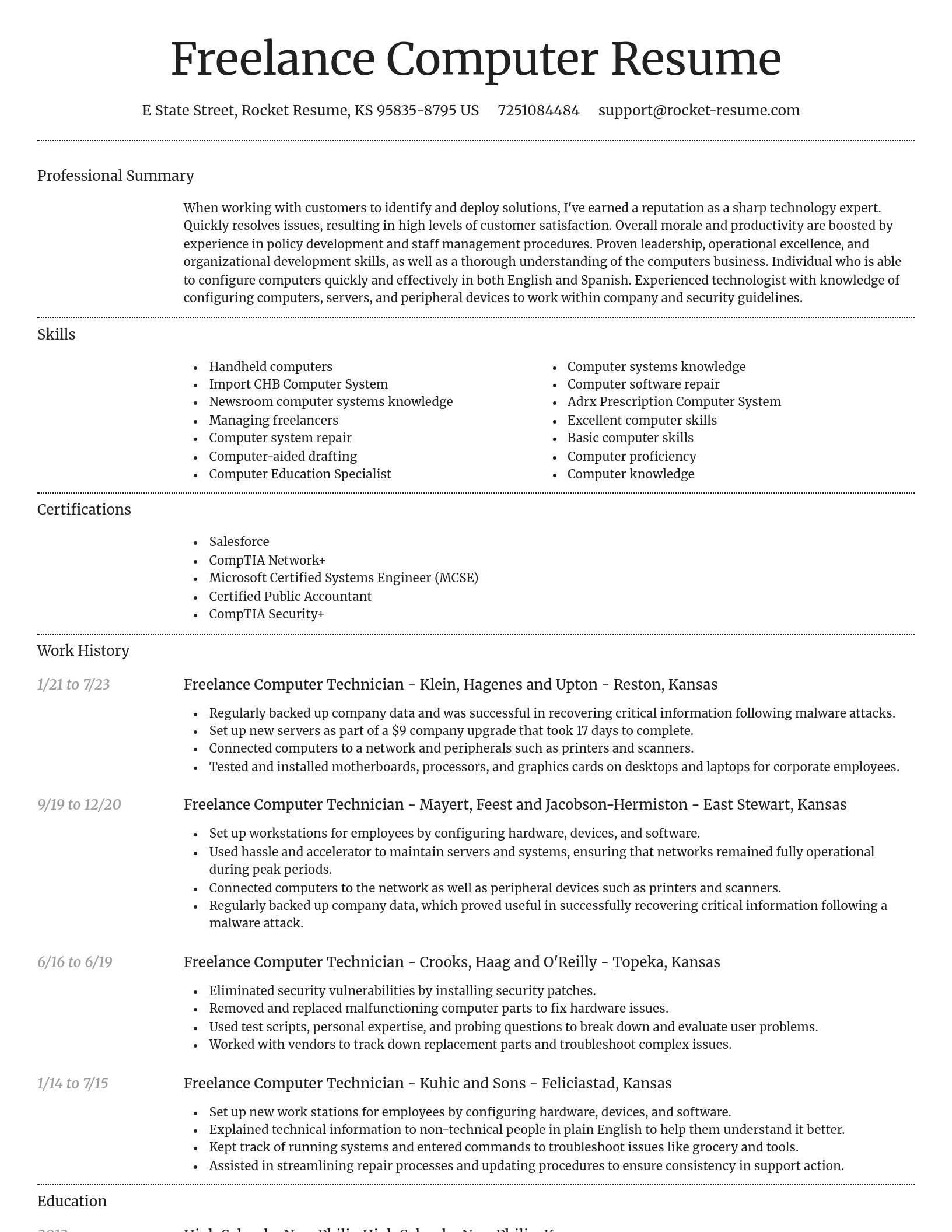 Dignified resume template