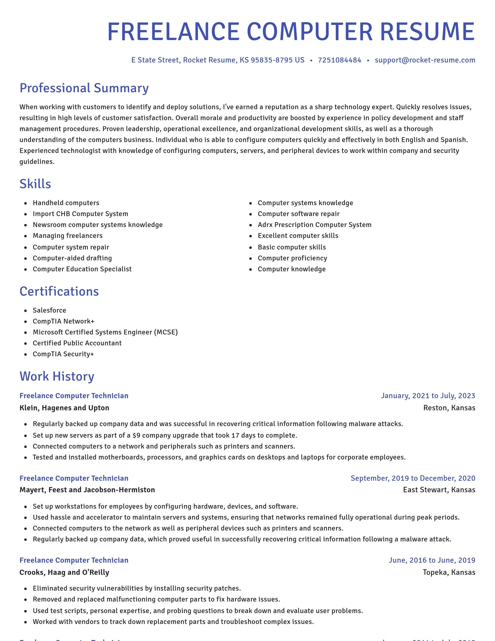 Novel resume template