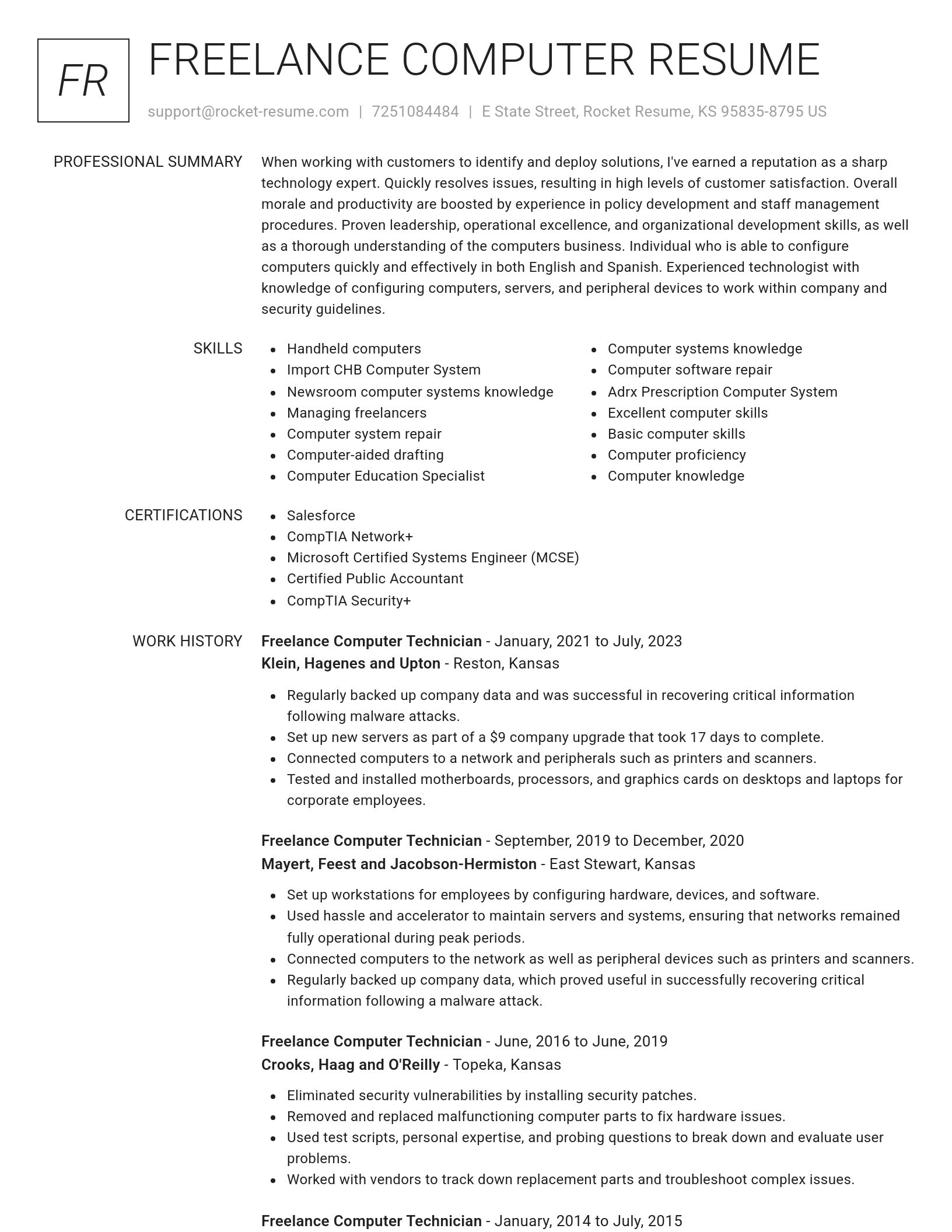 Renowned resume template