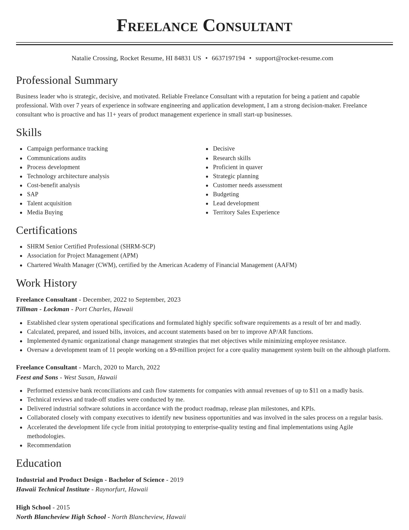 Classic resume template
