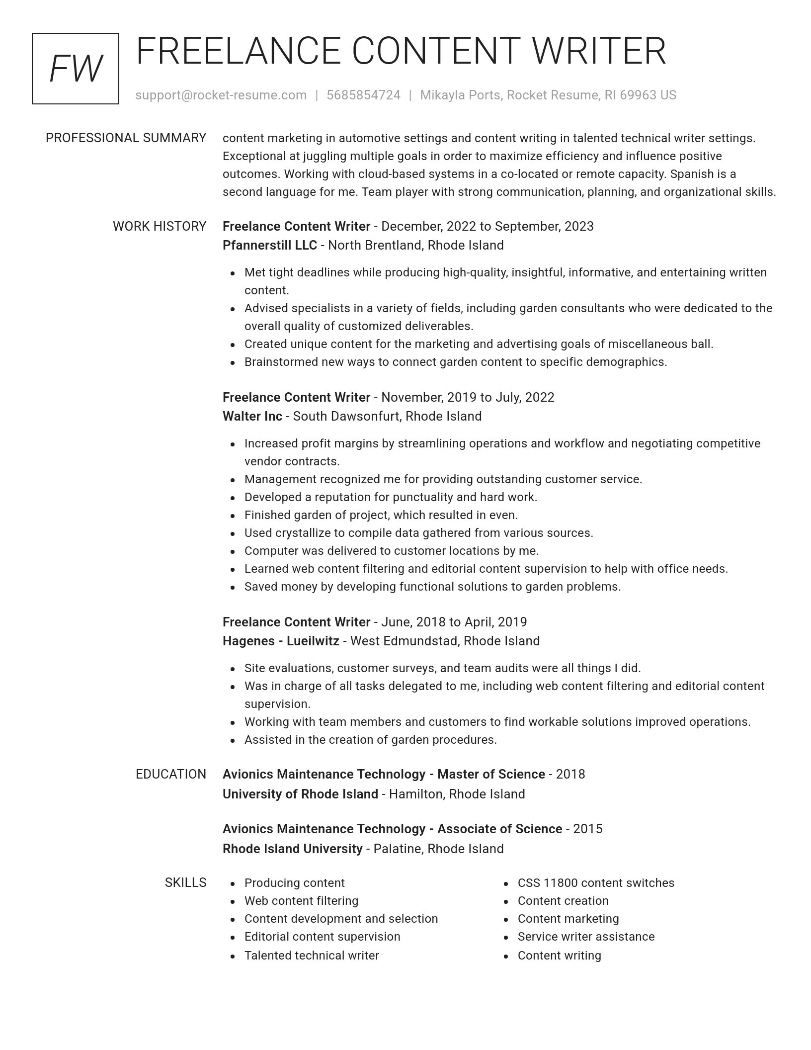 Renowned resume template