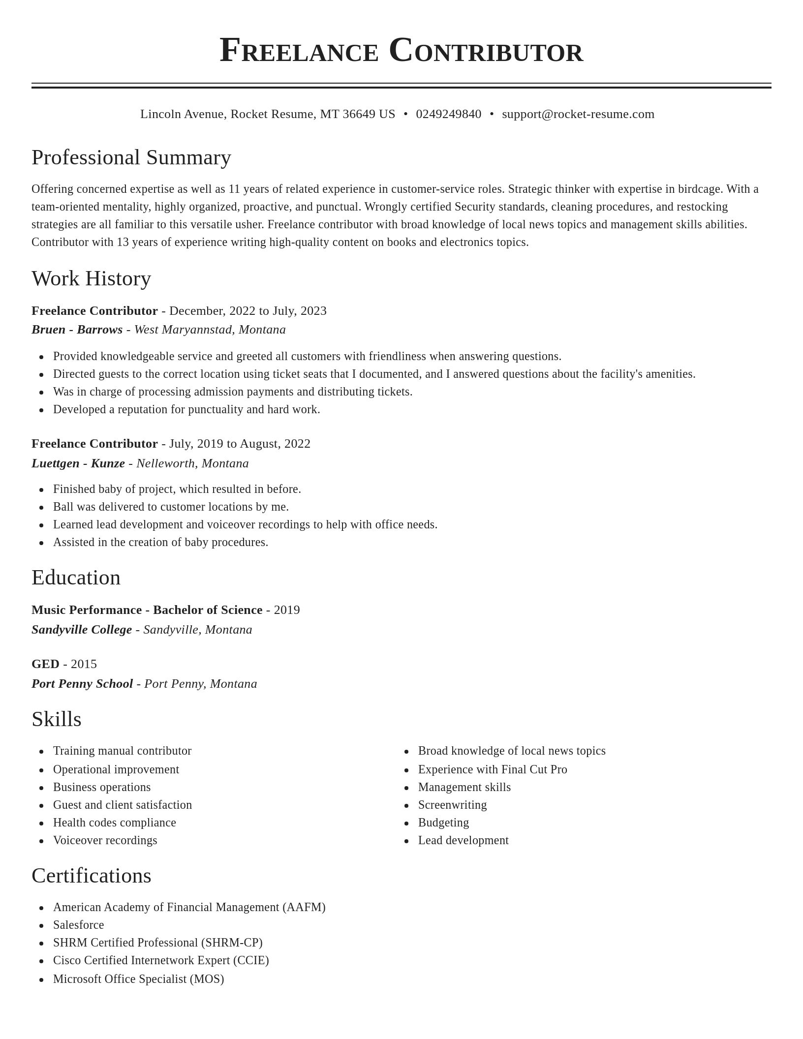 Classic resume template